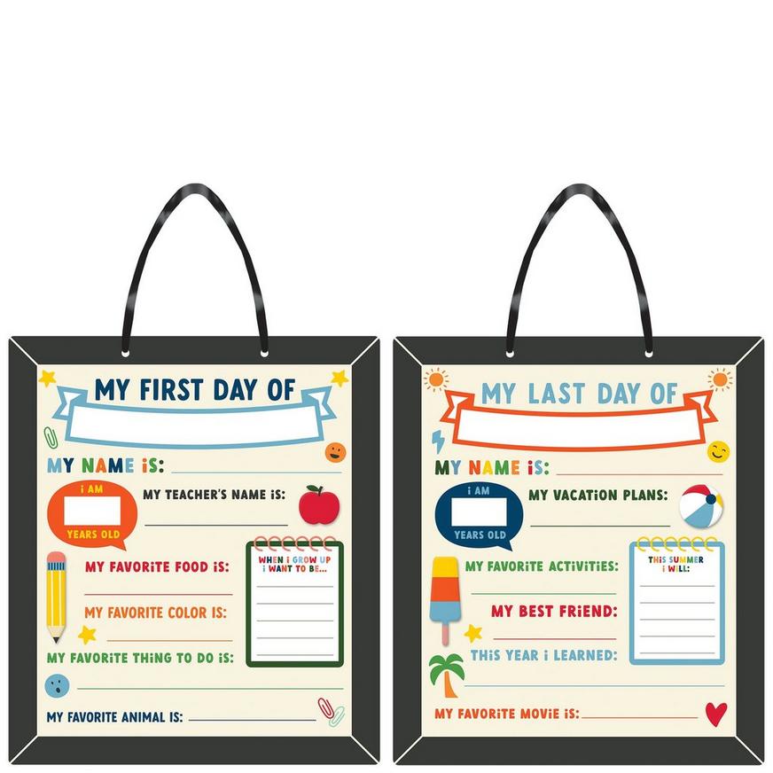 First & Last Day of School Customizable Cardstock Photo Prop, 13in x 15in