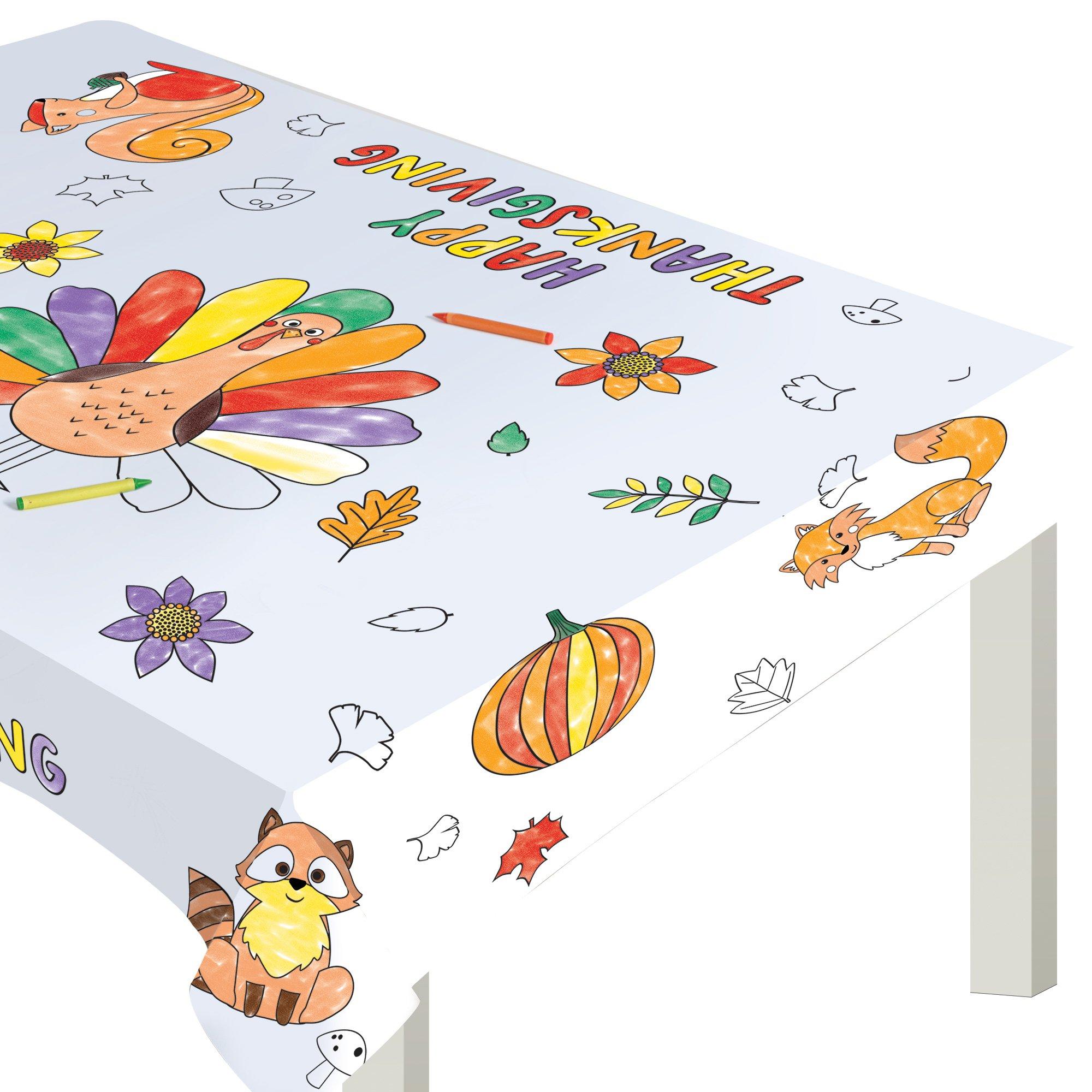 Turkey Day Coloring Paper Table Cover, 48in x 36in