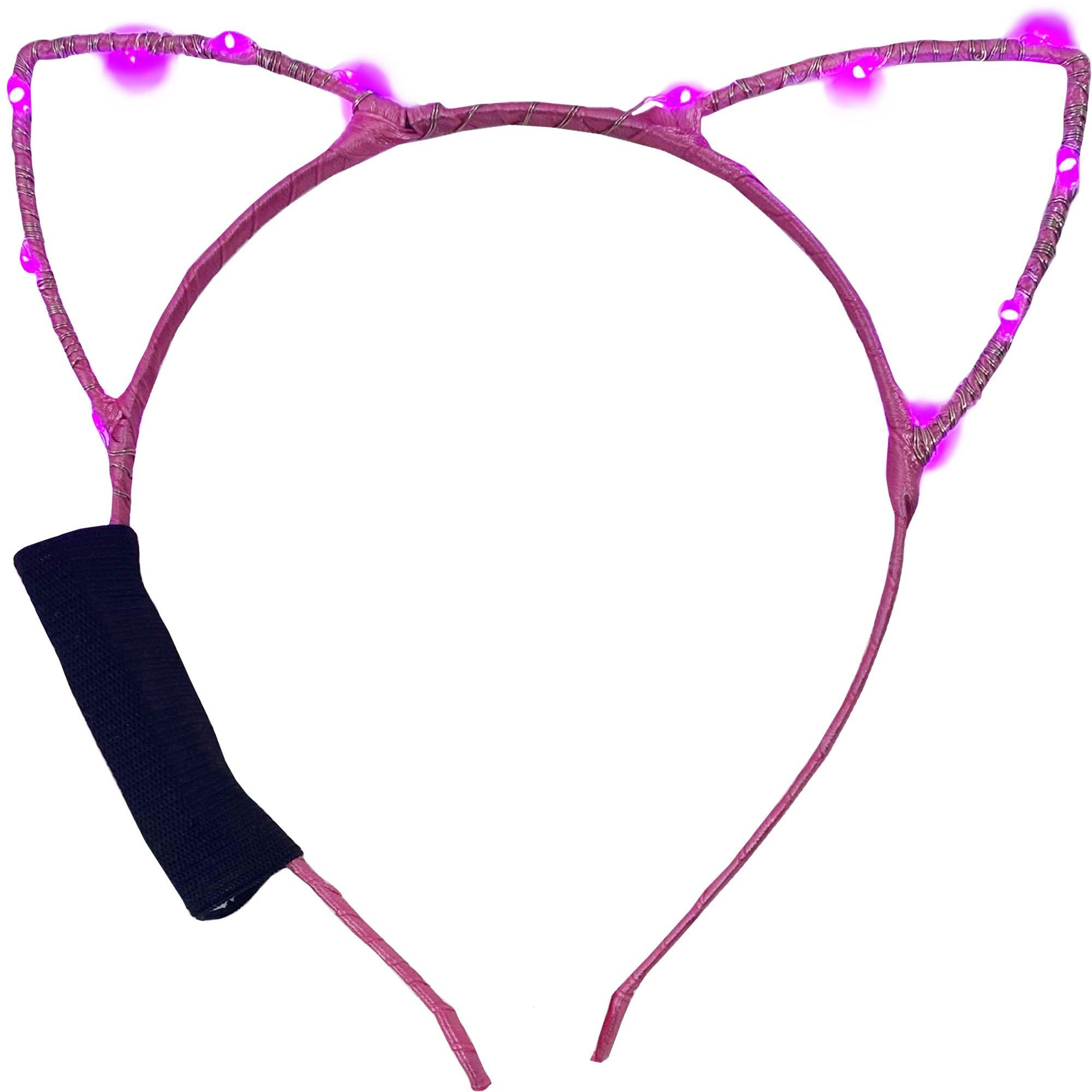 Light-Up Breast Cancer Awareness Cat Headband, 7in x 9in