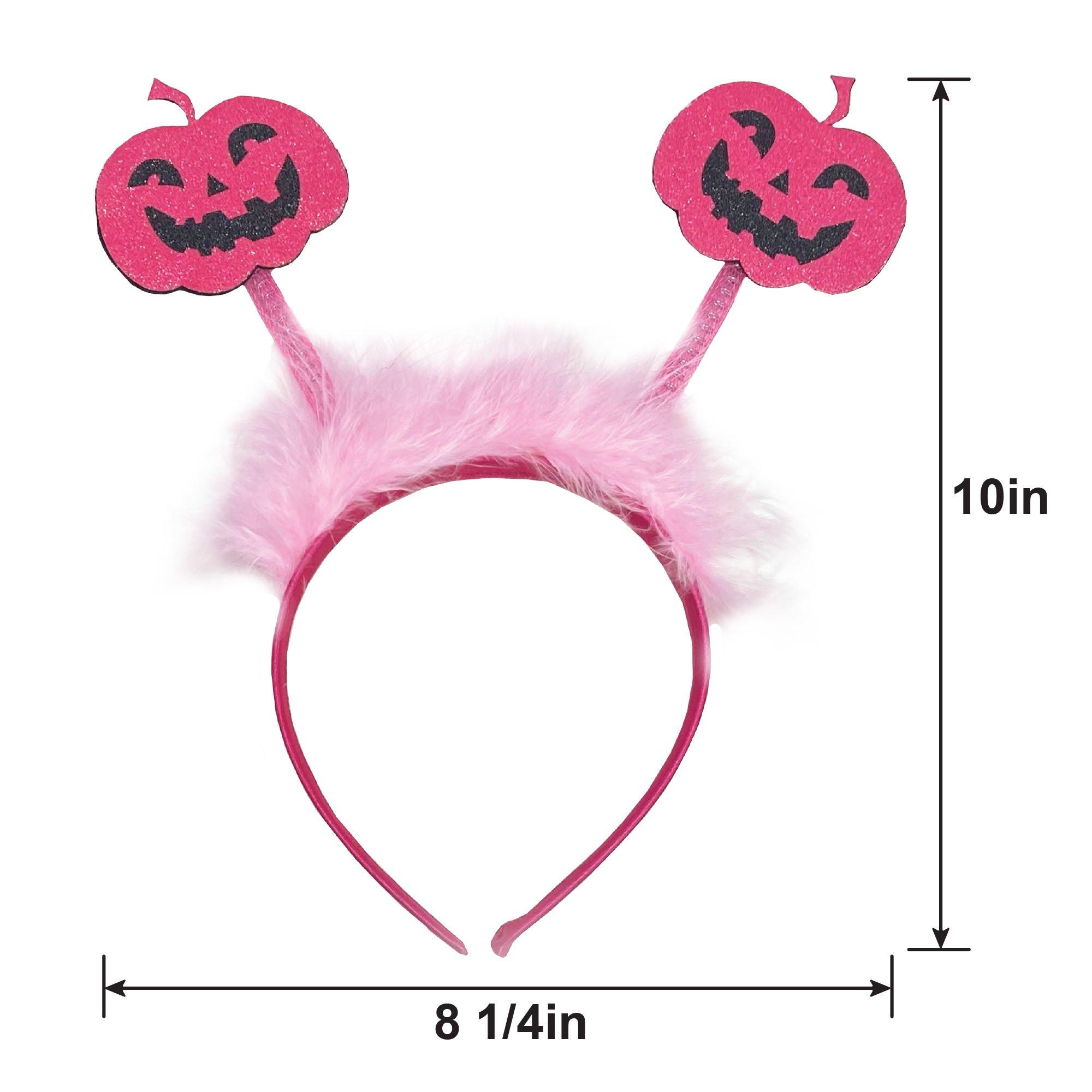 Glitter Breast Cancer Awareness Pink Jack-o'-Lantern Fabric & Plastic Head Bopper, 8.25in x 10in