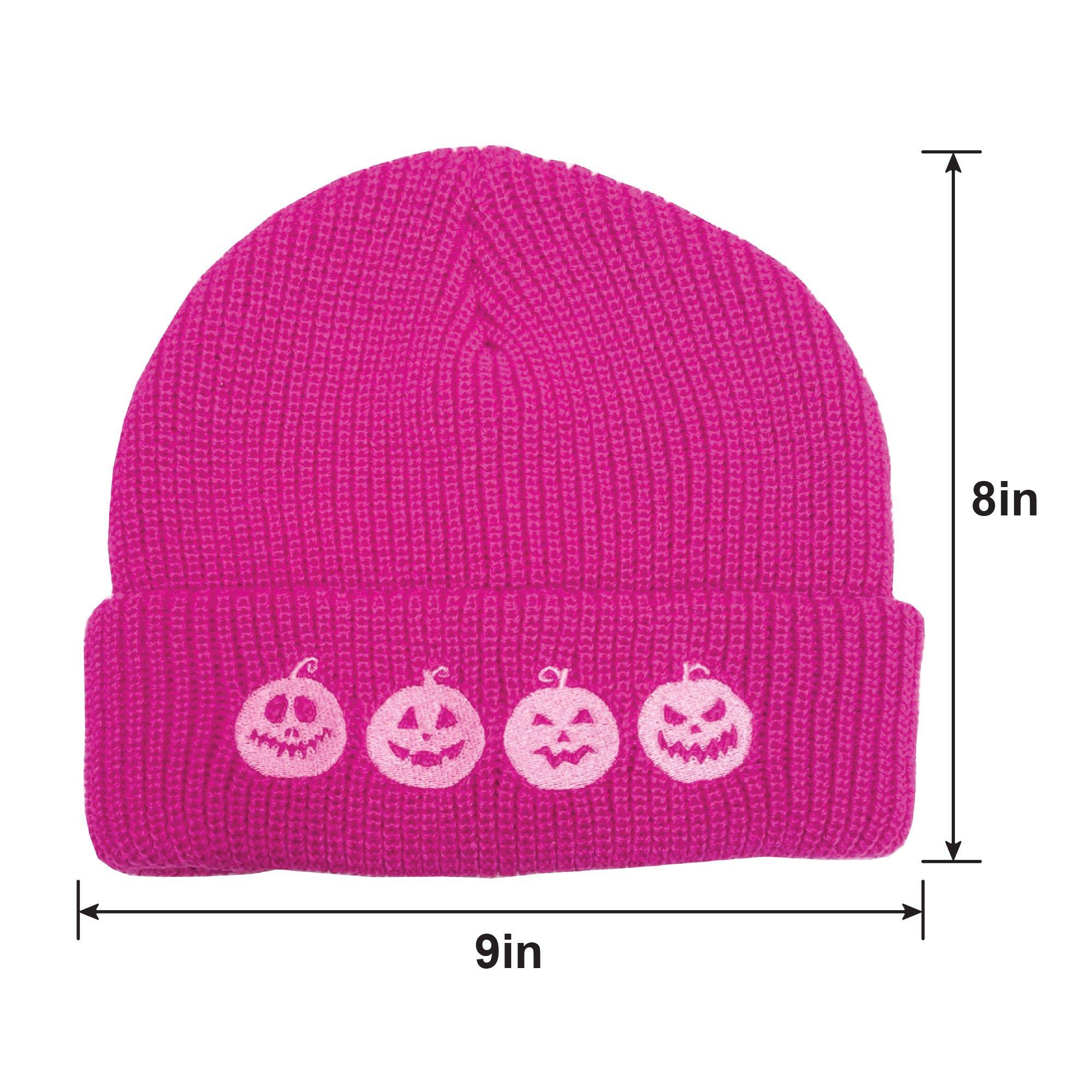 Breast Cancer Awareness Pink Pumpkin Fabric Beanie, 9in x 8in