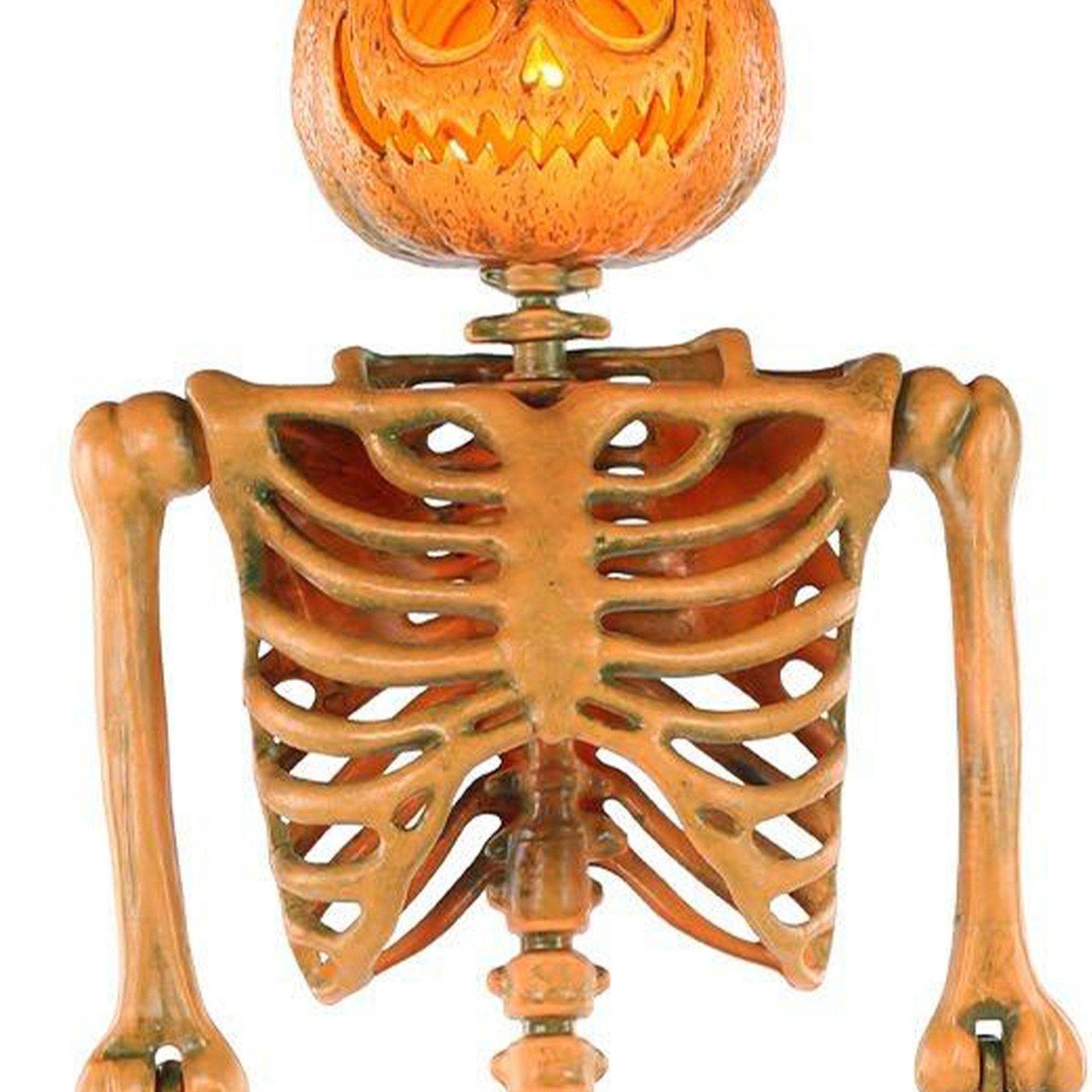 Light-Up Midnight Pumpkin LED Plastic Skeleton, 5ft