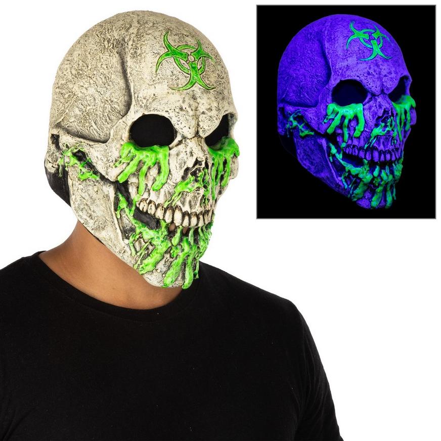 Adult Black Light Reactive Radioactive Skull Latex Mask