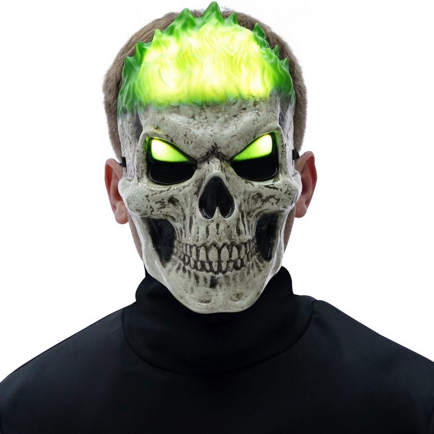 Adult Light-Up Green Inferno Skull Mask