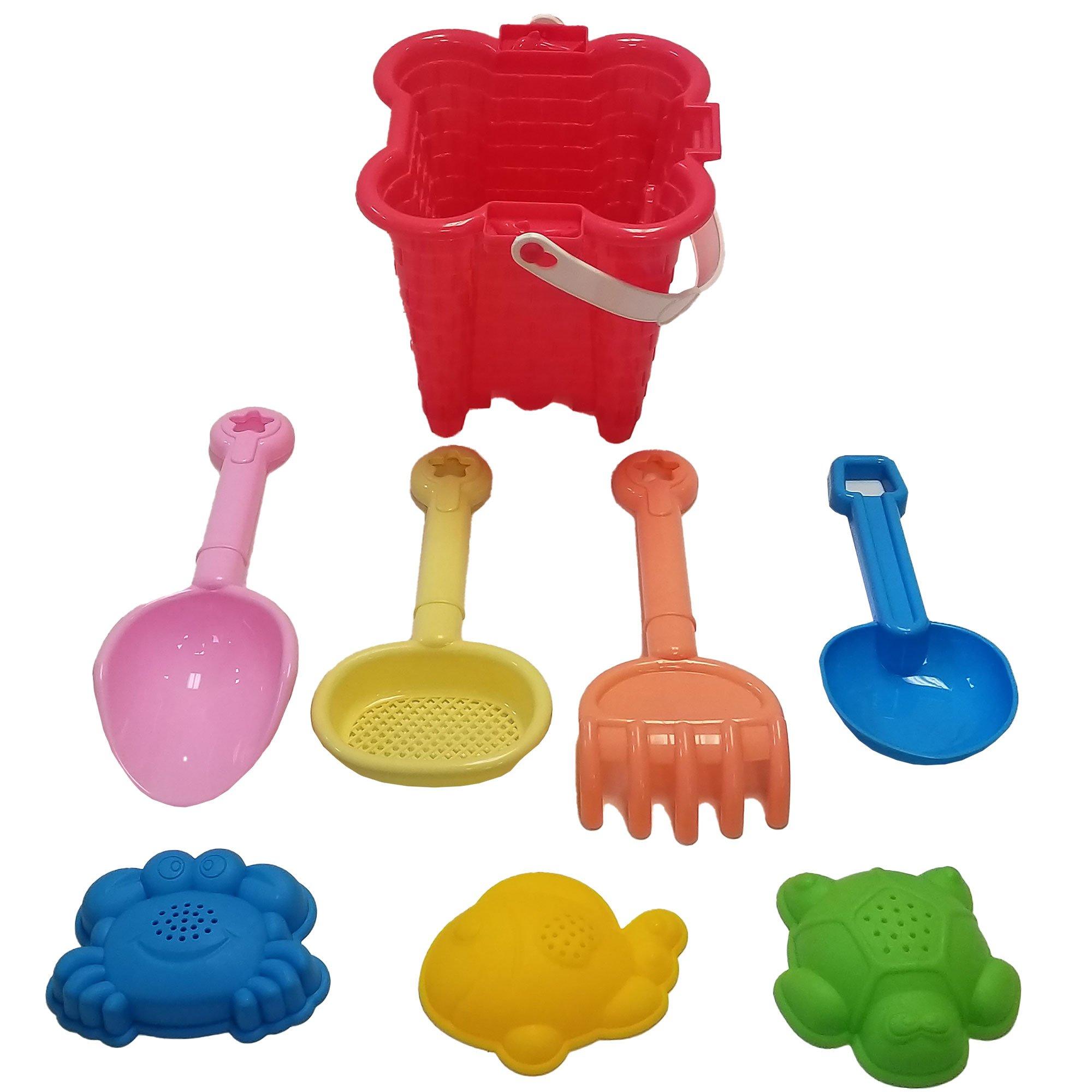 Sandcastle Bucket & Critters Plastic Beach Toy Set, 8pc Party City