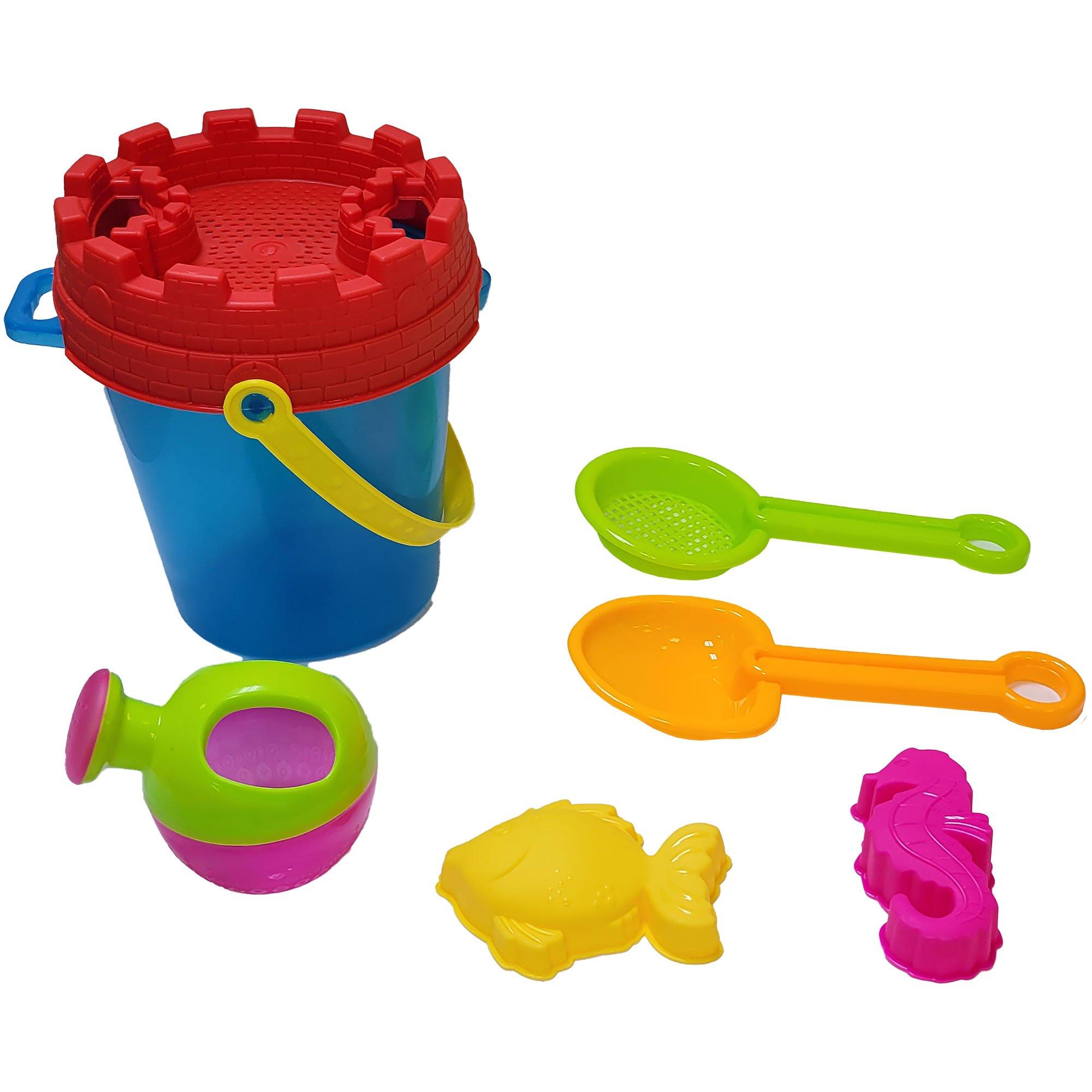 Sandcastle Bucket & Watering Can Plastic Beach Toy Set, 7pc Party City