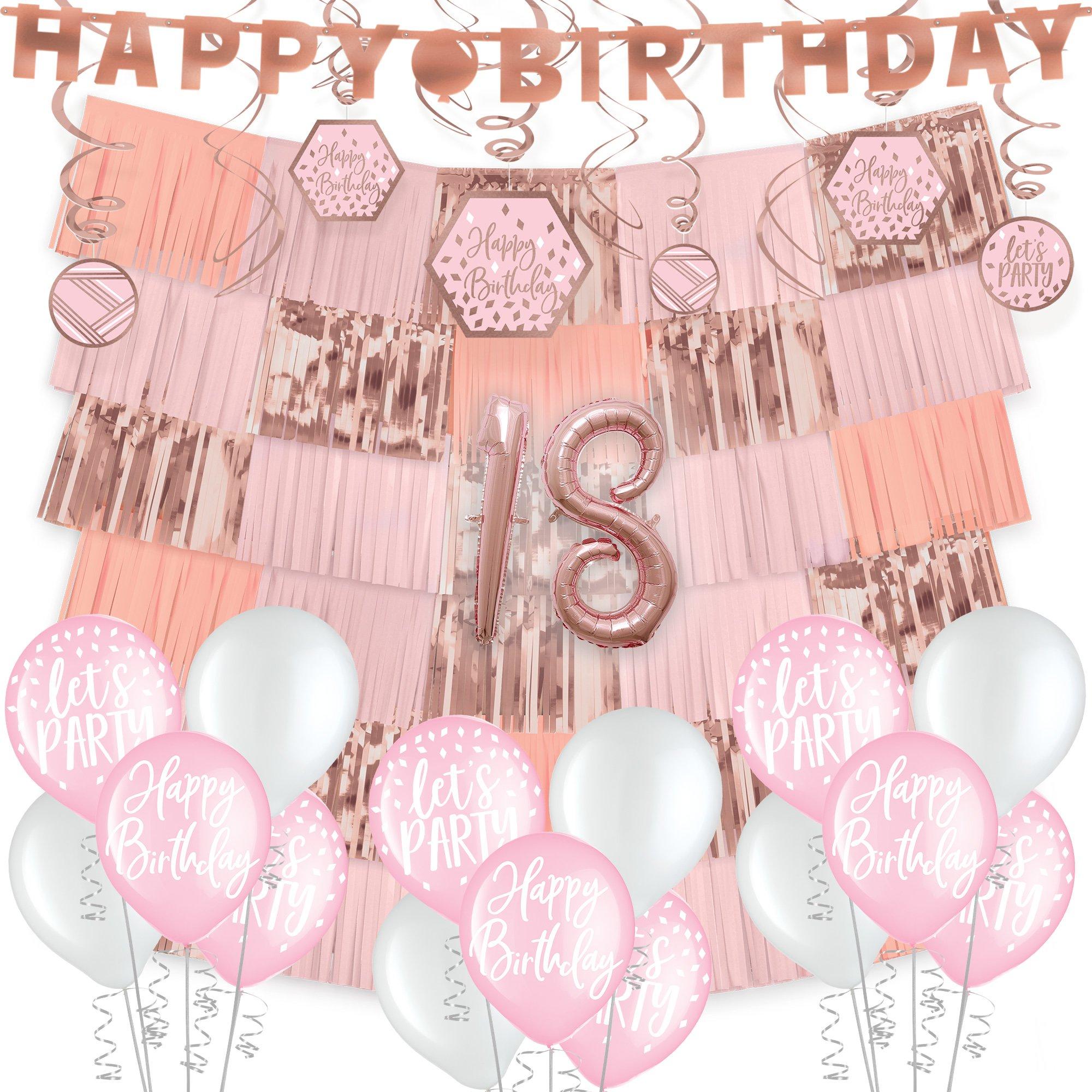 Pink and White Balloons for Birthday Decorations - Pack of 75