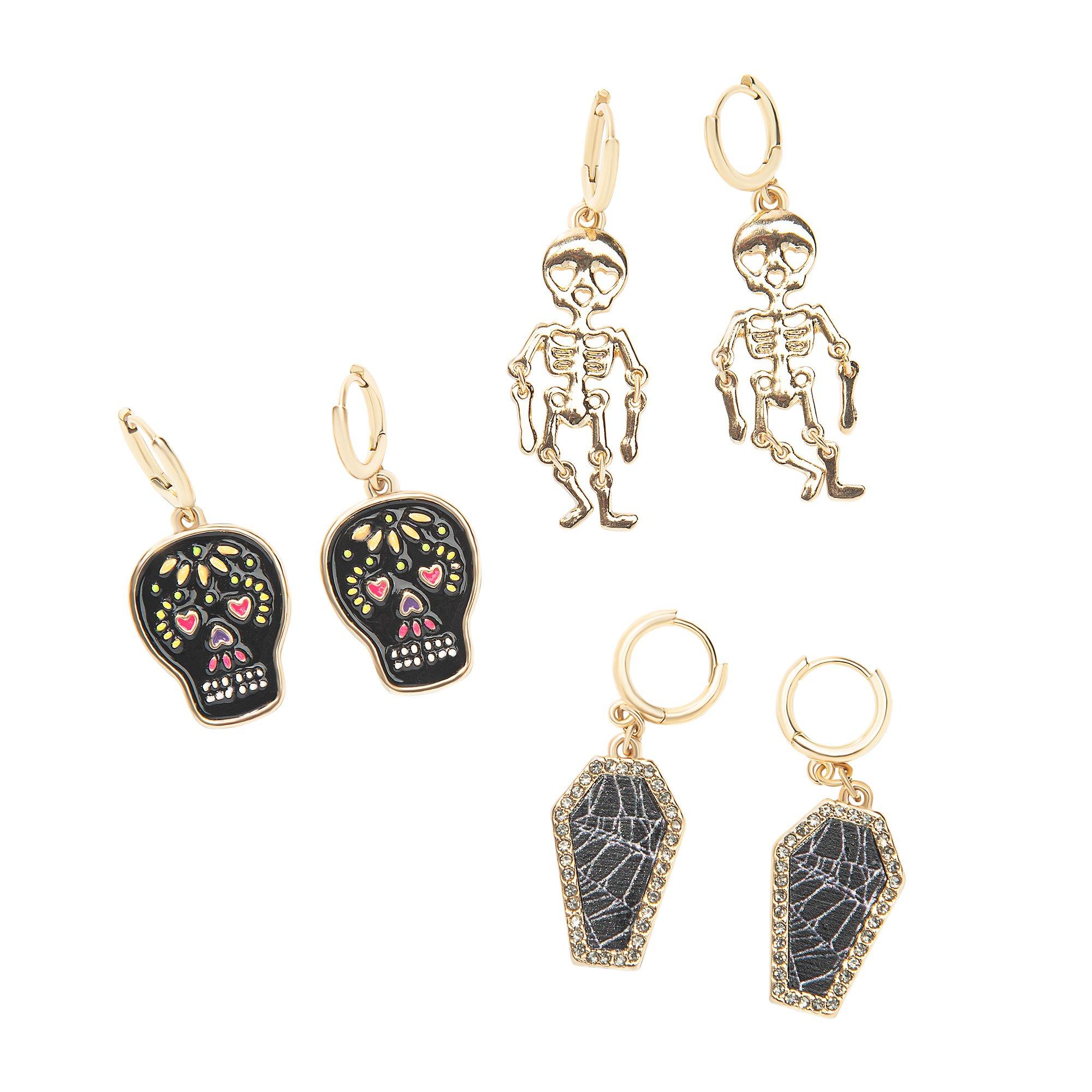 Bones & Coffins Halloween Earring Set, 6pc Party City