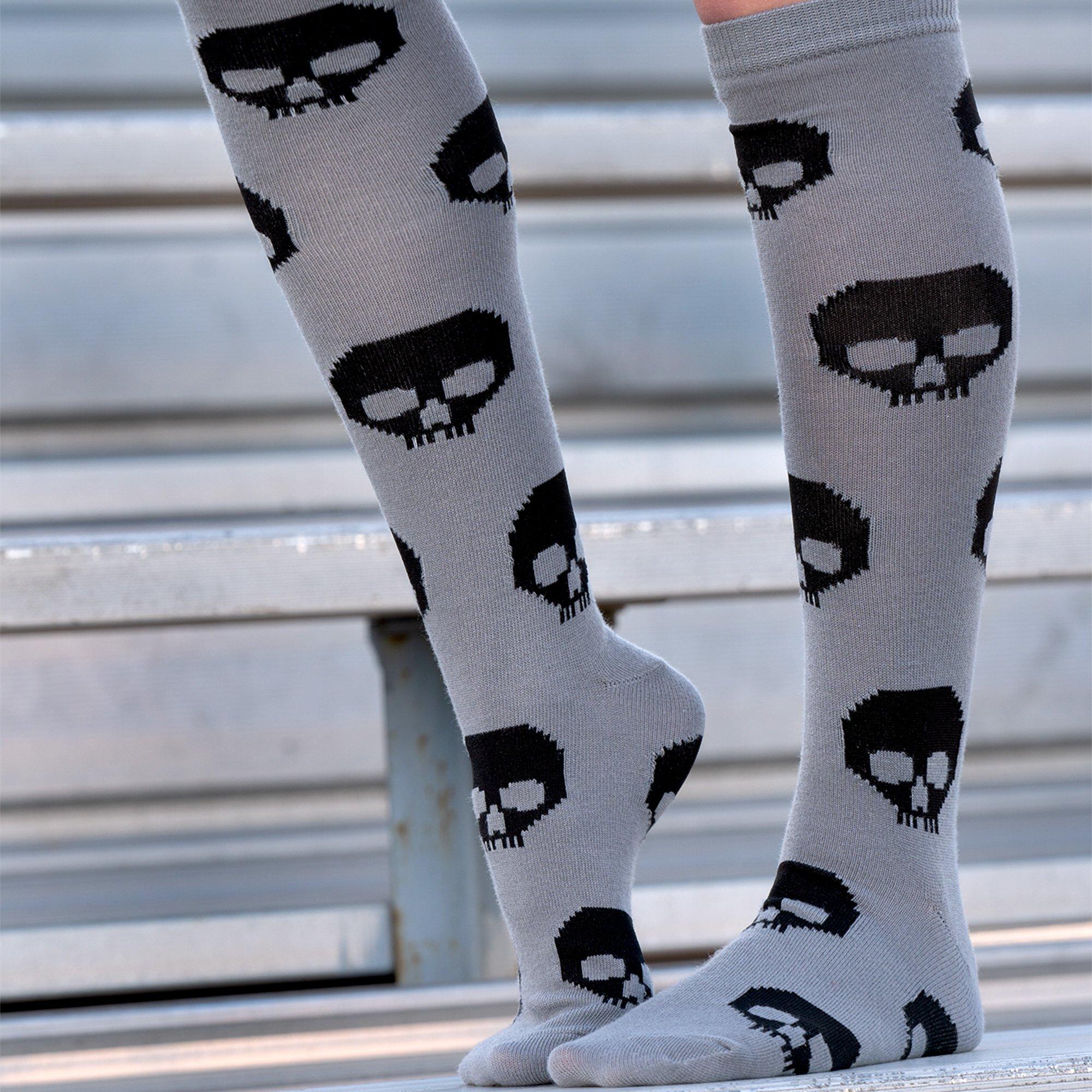 Black & Gray Skull KneeHigh Socks Party City