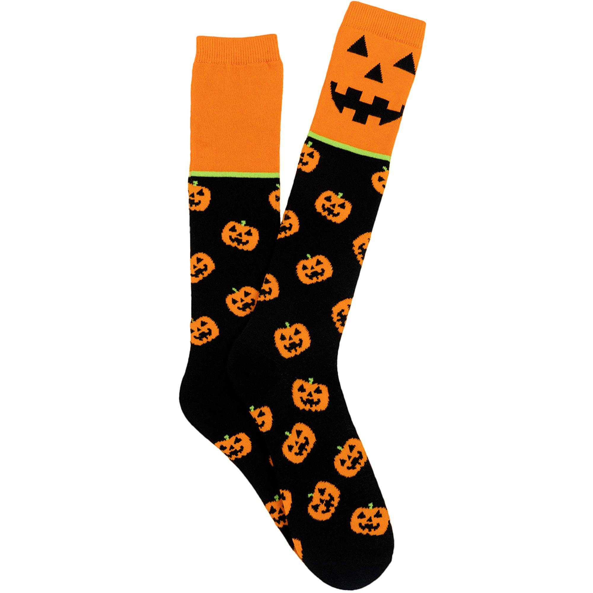 Halloween Jack-o'-Lanterns Knee-High Socks | Party City