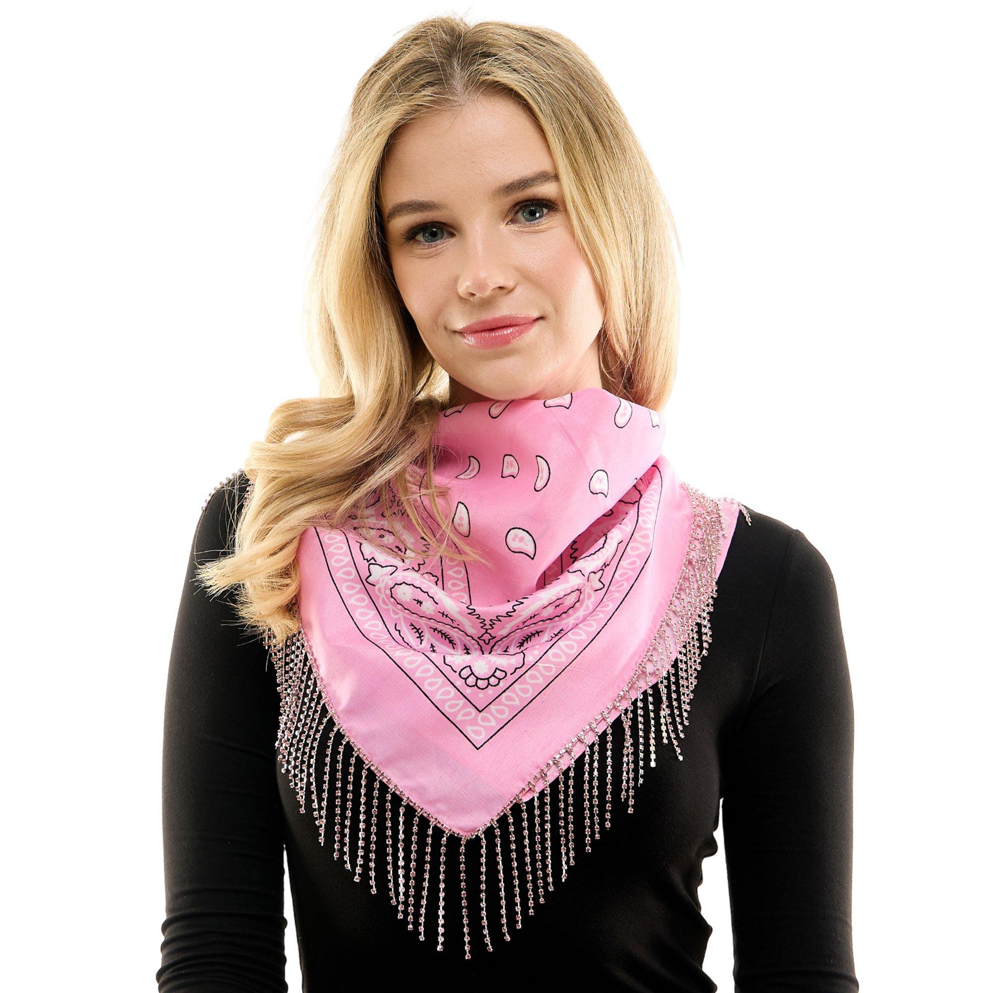 Rhinestone Fringe Pink Rodeo Scarf | Party City