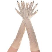 Jeweled Nude Mesh Gloves