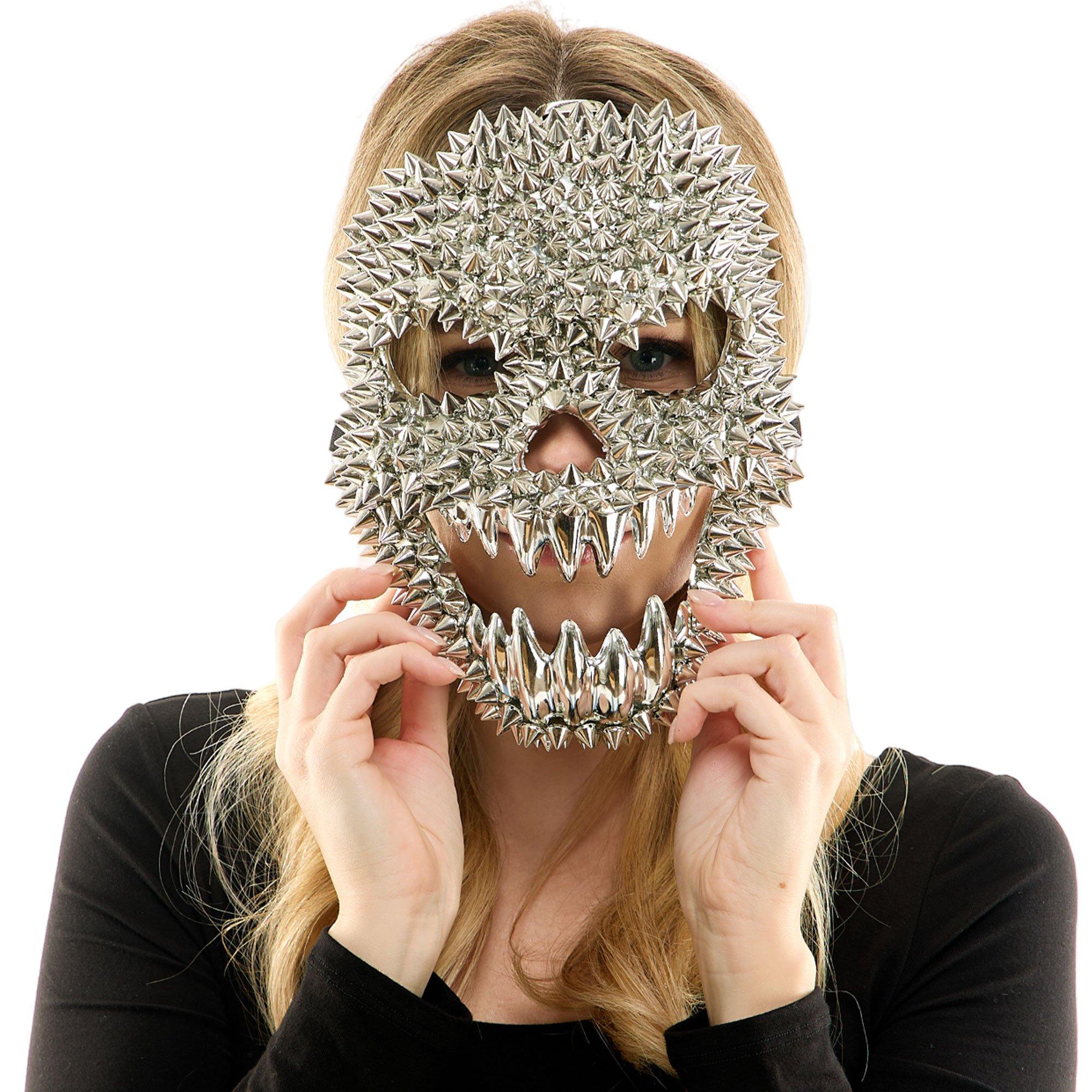Silver Spike Skull Face Mask