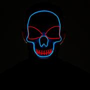 Light-Up Blue & Red Skull Face Mask