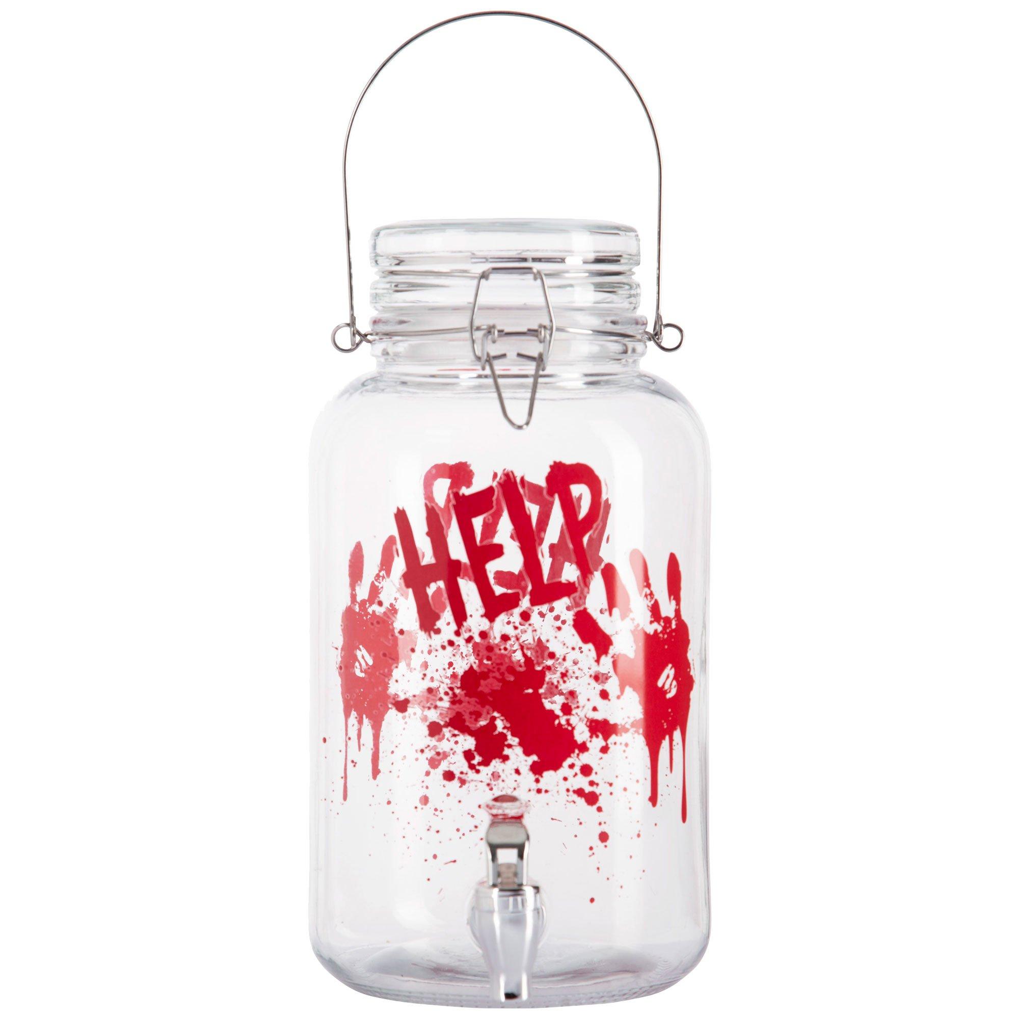 Help Bloody Handprint Glass Drink Dispenser, 1gal