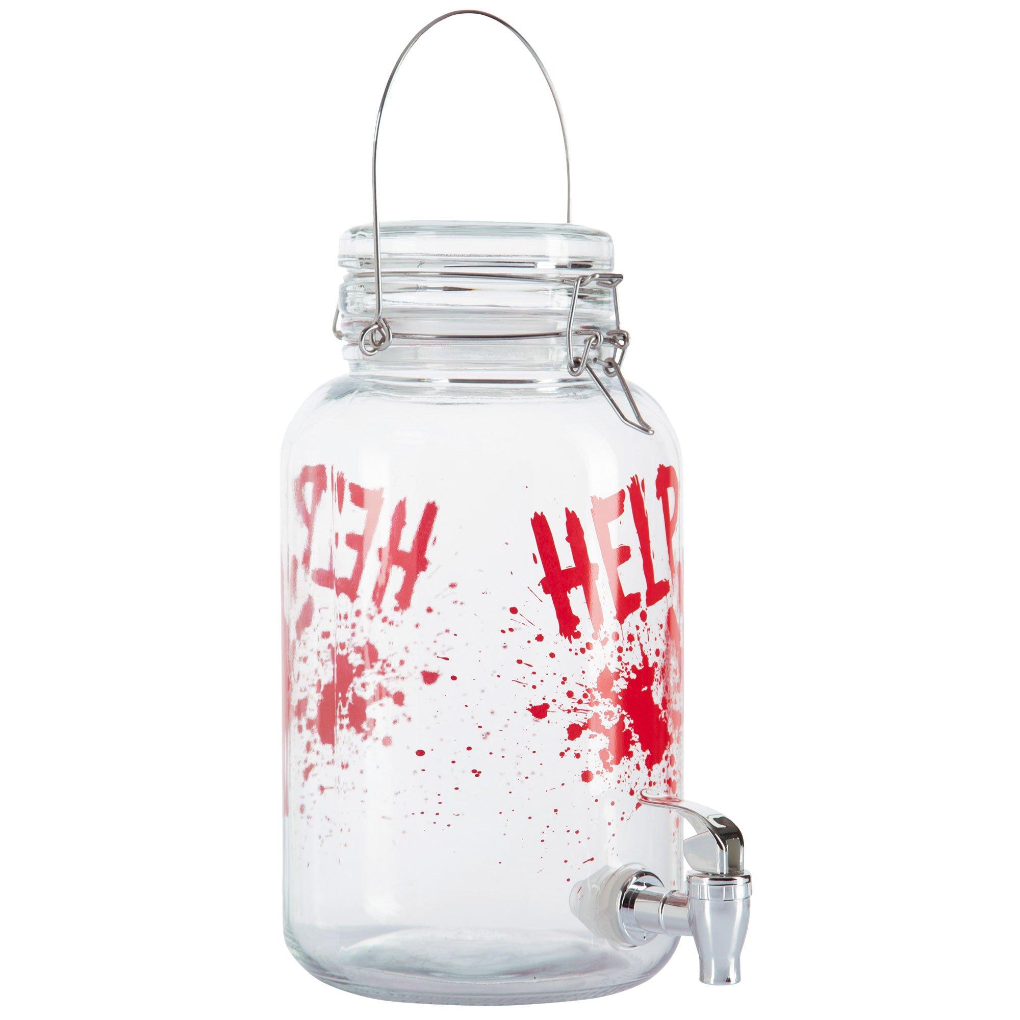 Help Bloody Handprint Glass Drink Dispenser, 1gal