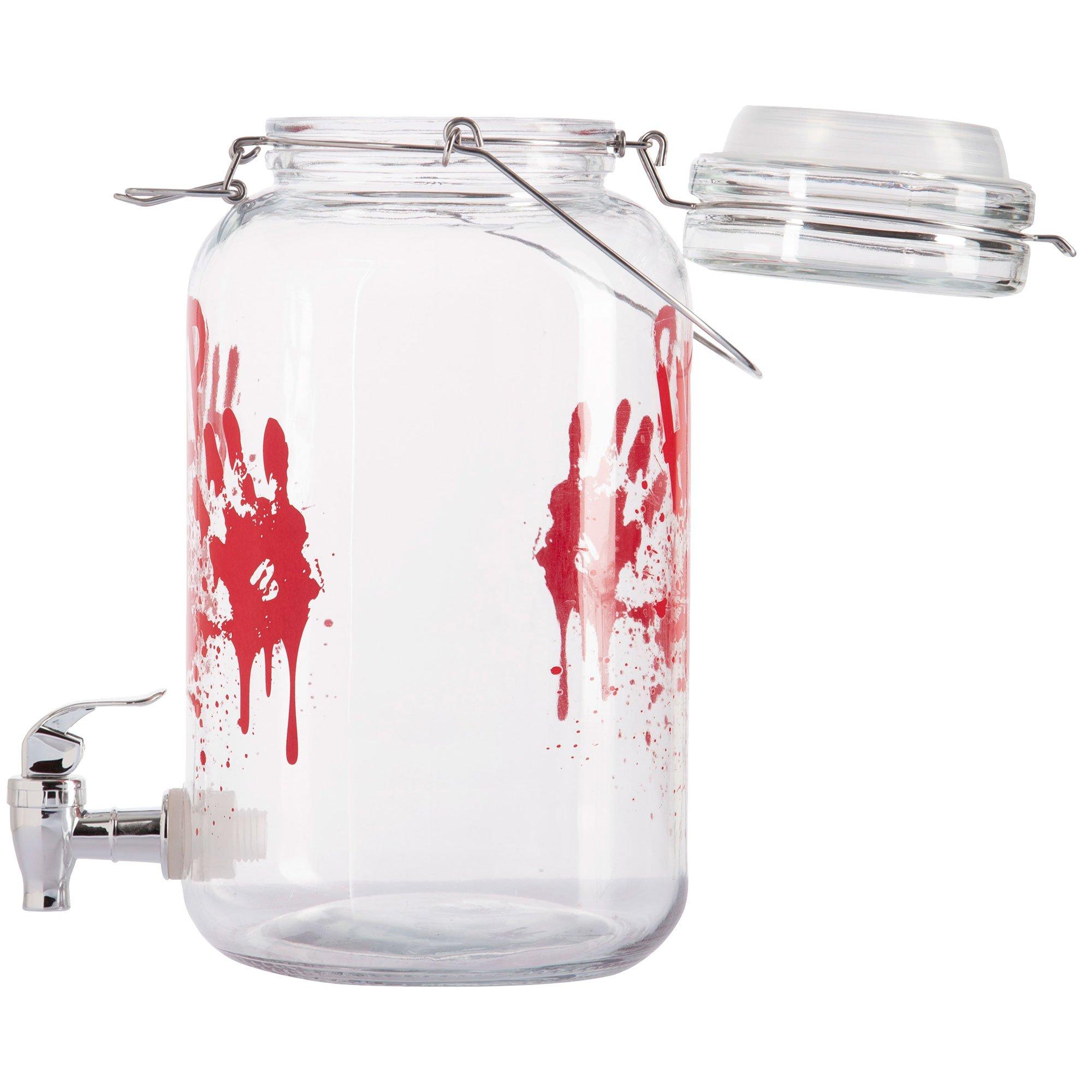 Help Bloody Handprint Glass Drink Dispenser, 1gal