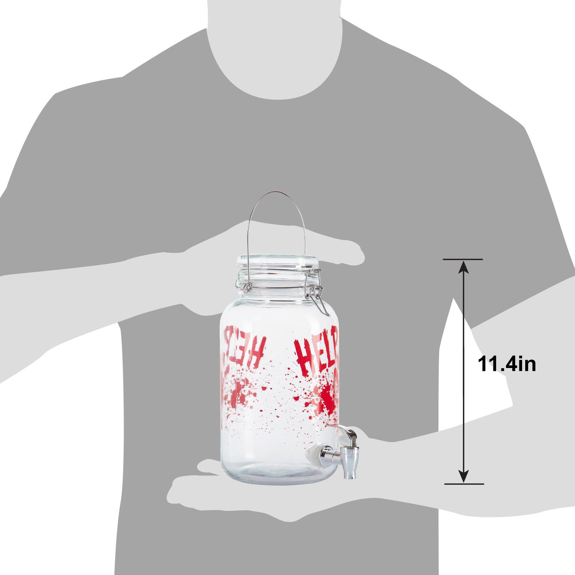 Help Bloody Handprint Glass Drink Dispenser, 1gal