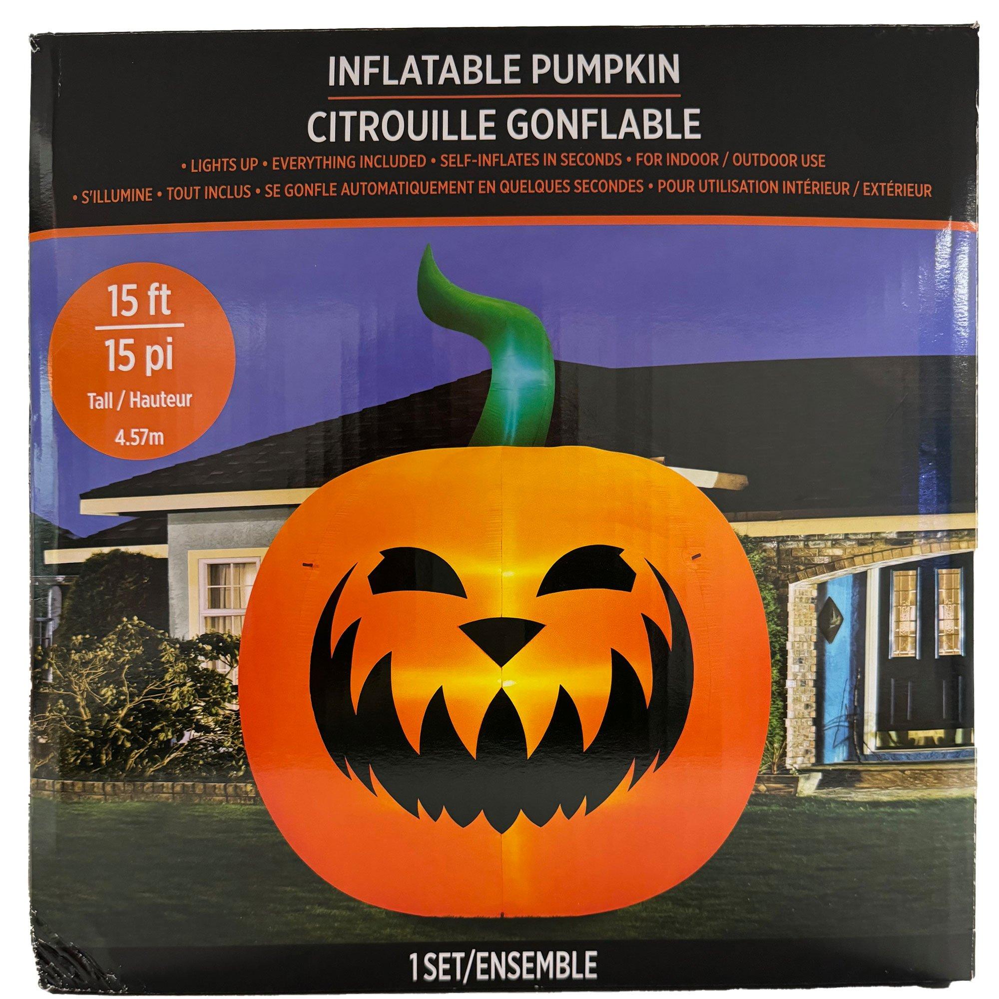 Light-Up Inflatable Pumpkin Halloween Yard Decoration,15ft