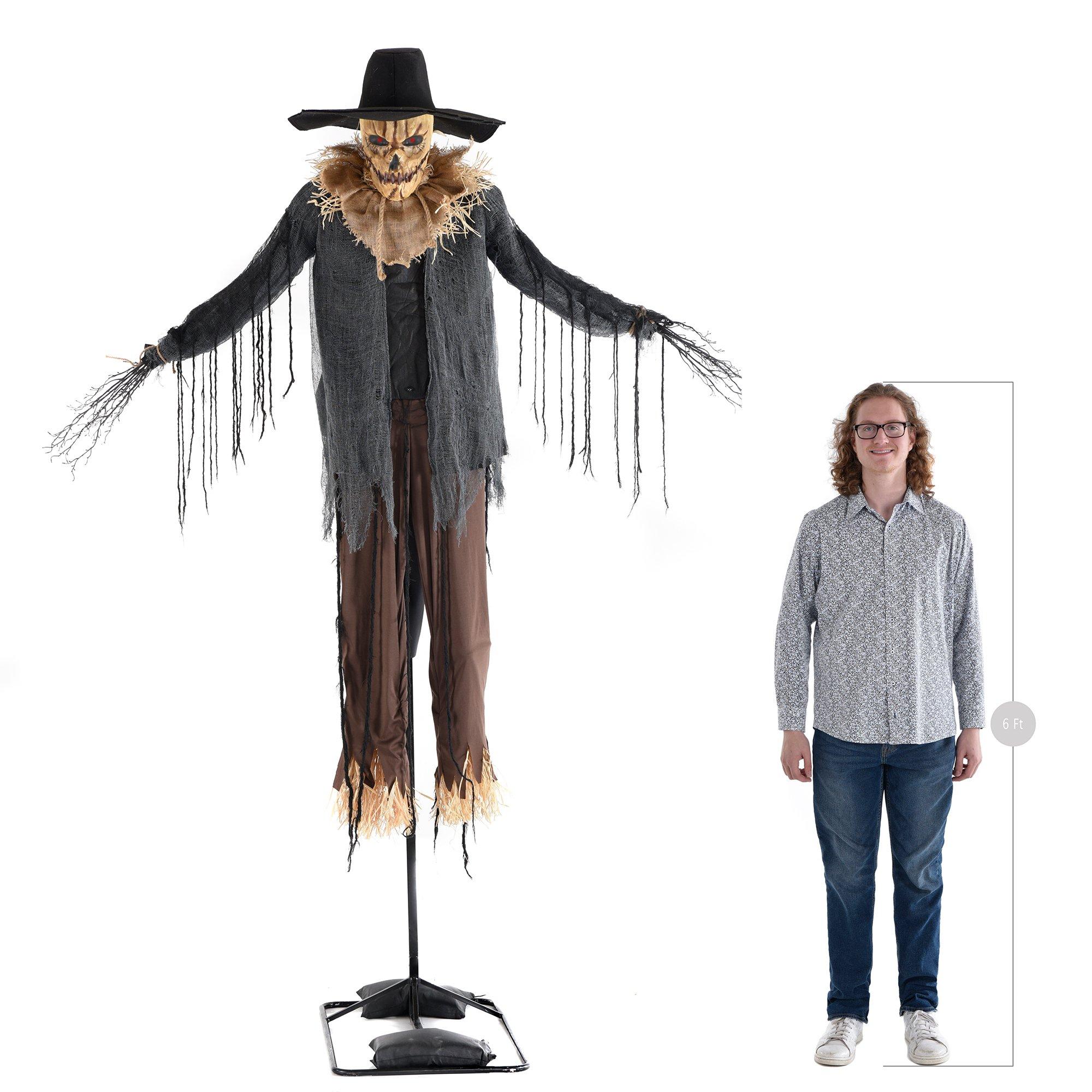 Animatronic Light-Up Talking Dropdown Scarecrow Decoration, 8.2ft
