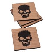 Skull Fiberboard Coasters, 4in, 4ct
