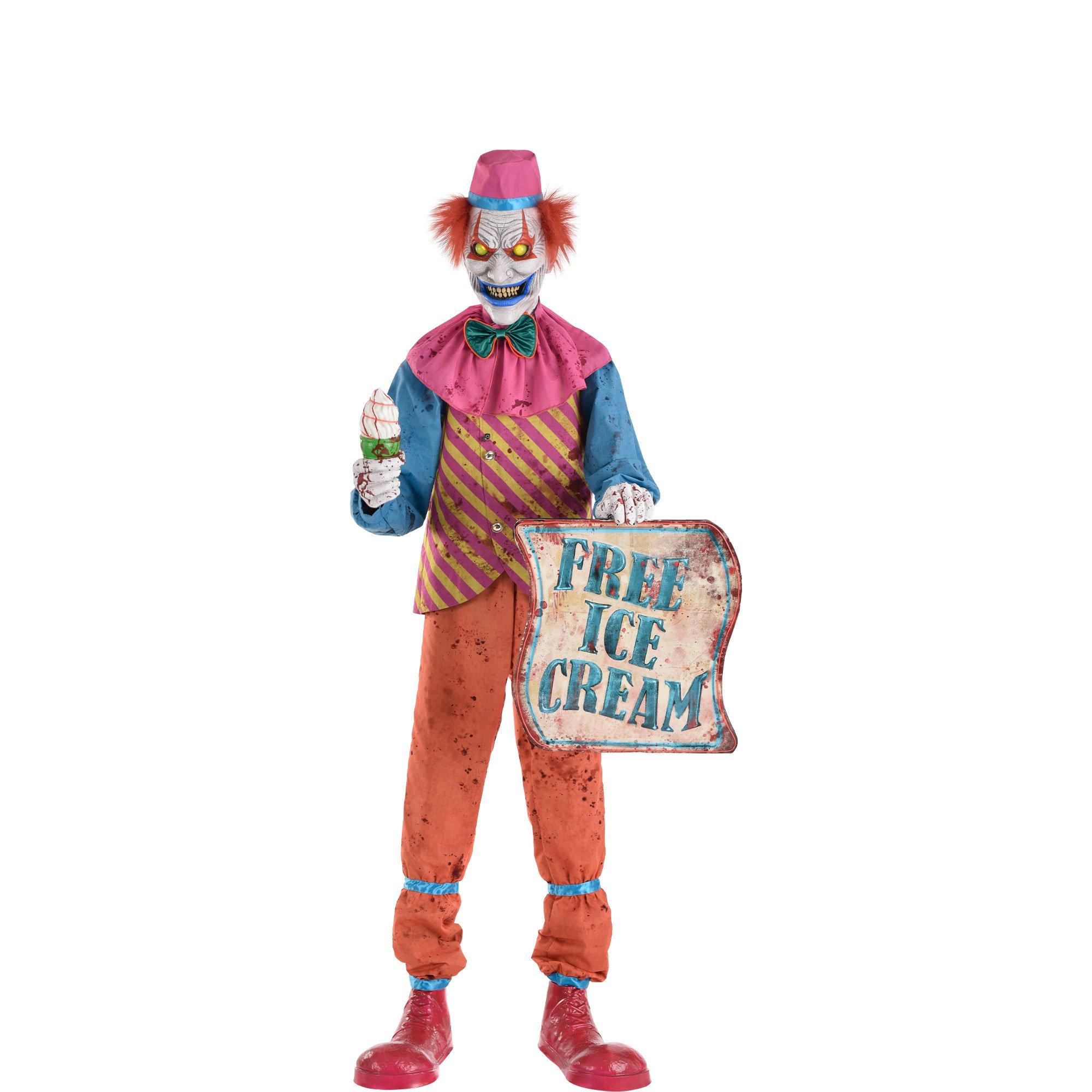 Animatronic Light Up Talking Neon Ice Cream Clown, 6ft