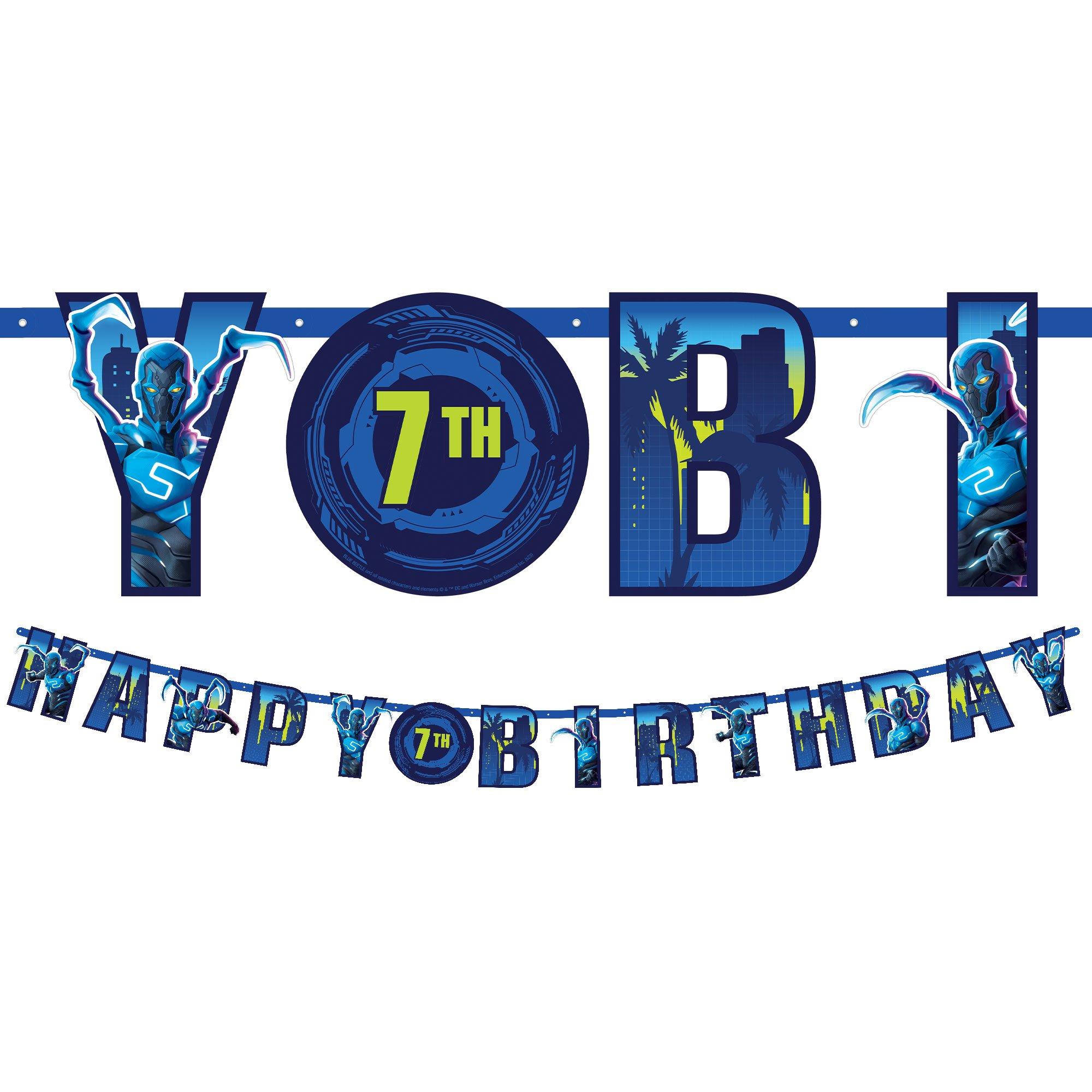 Customizable Blue Beetle Cardstock Birthday Letter Banner, 10.5ft