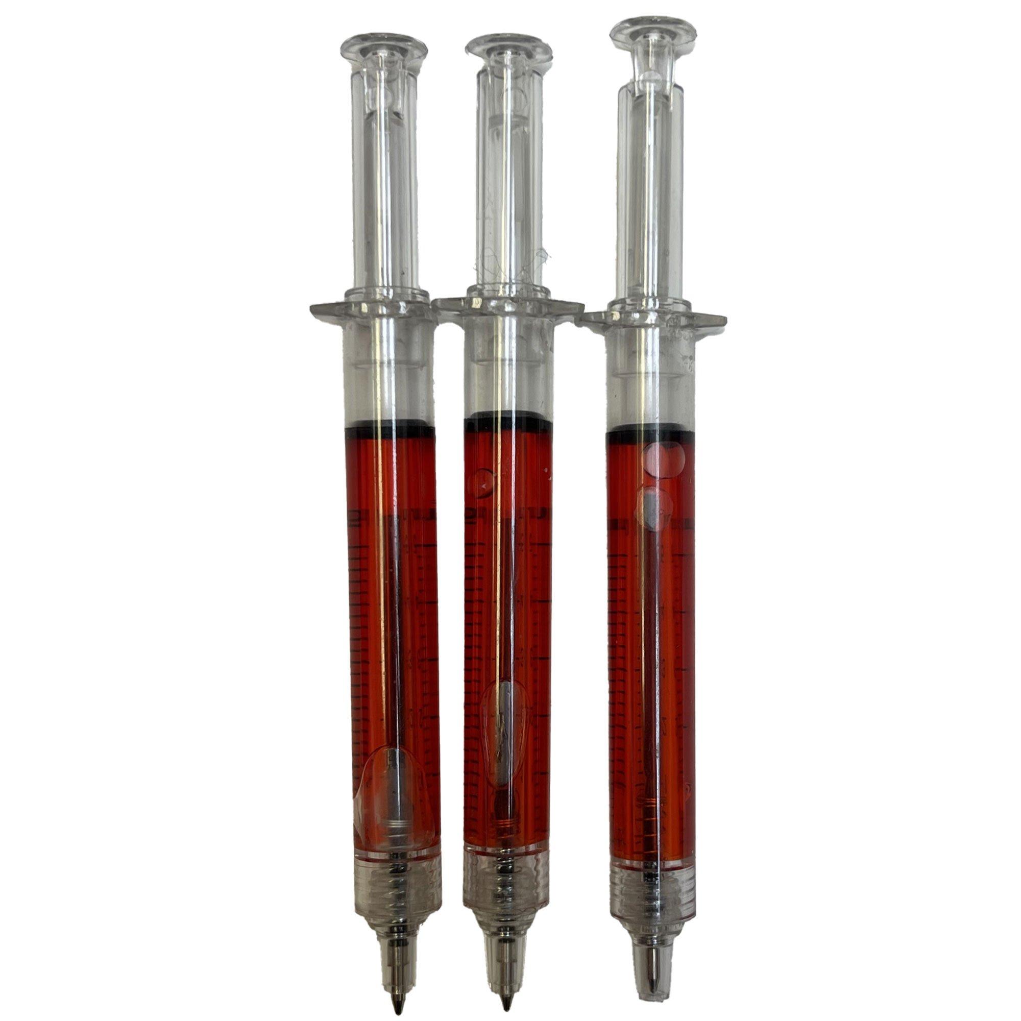 Bloody Syringe Plastic Pens, 5in, 3ct