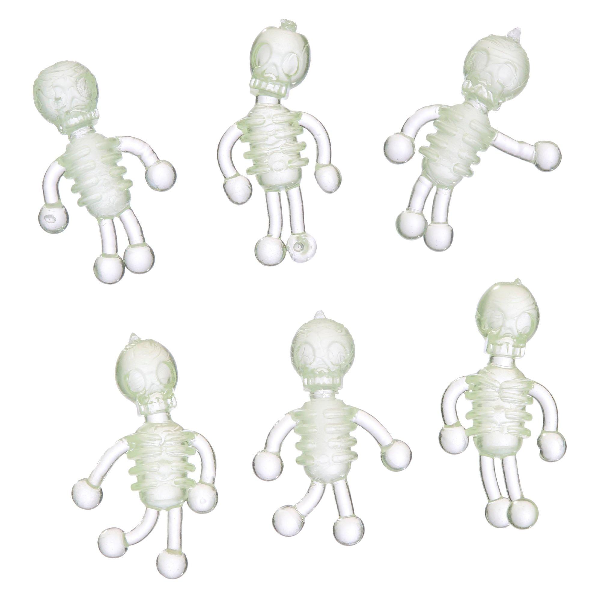 Glow-in-the-Dark Skeleton Rubber Wall Crawlers, 1.75in, 6ct