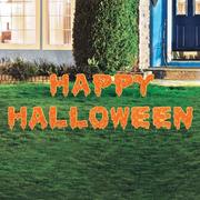 Dripping Happy Halloween Plastic & Metal Yard Sign Set, 15in Letters, 14pc