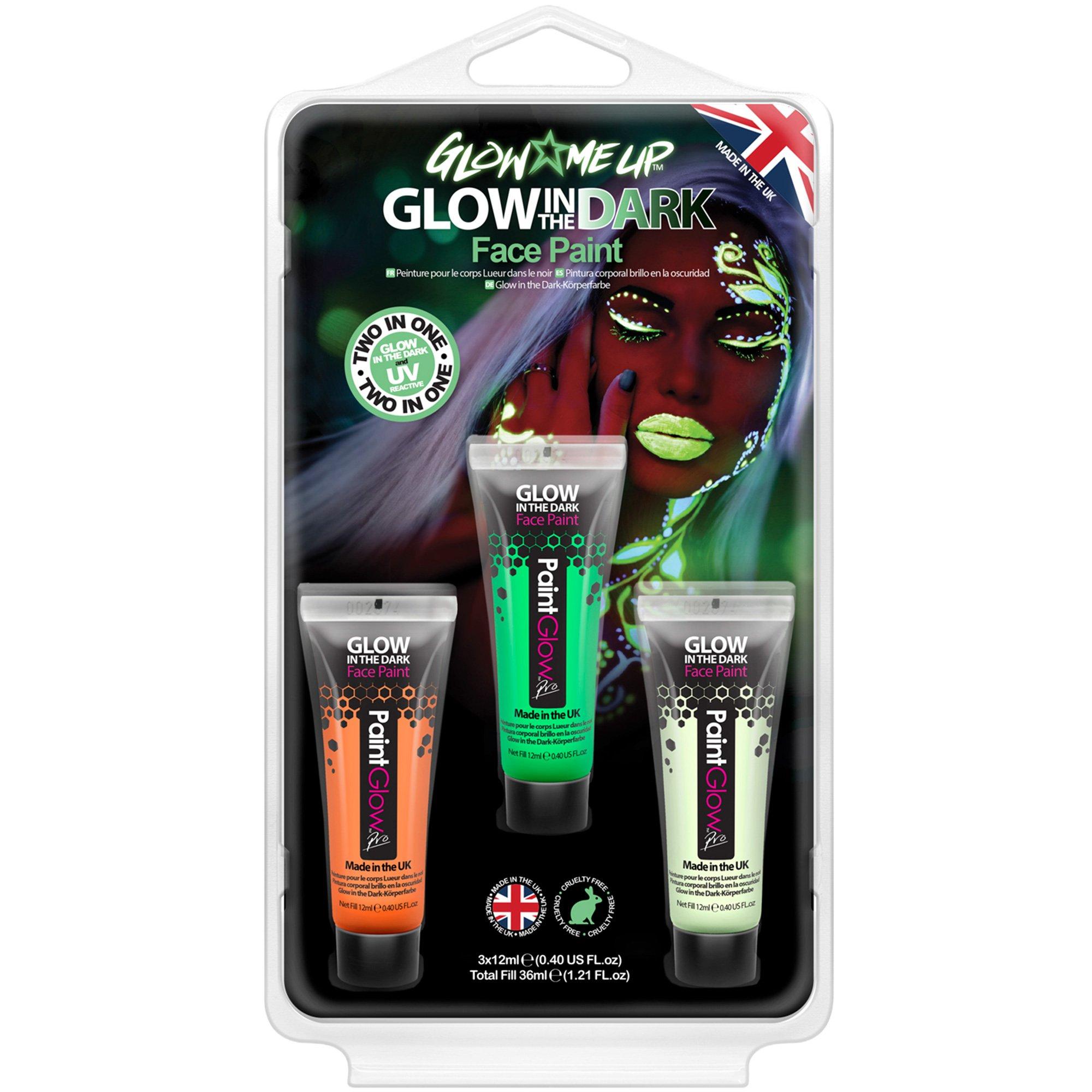 Kids Glow Me Upae Glow-in-the-Dark Neon Face Body Paint Set, 1.21oz, 3