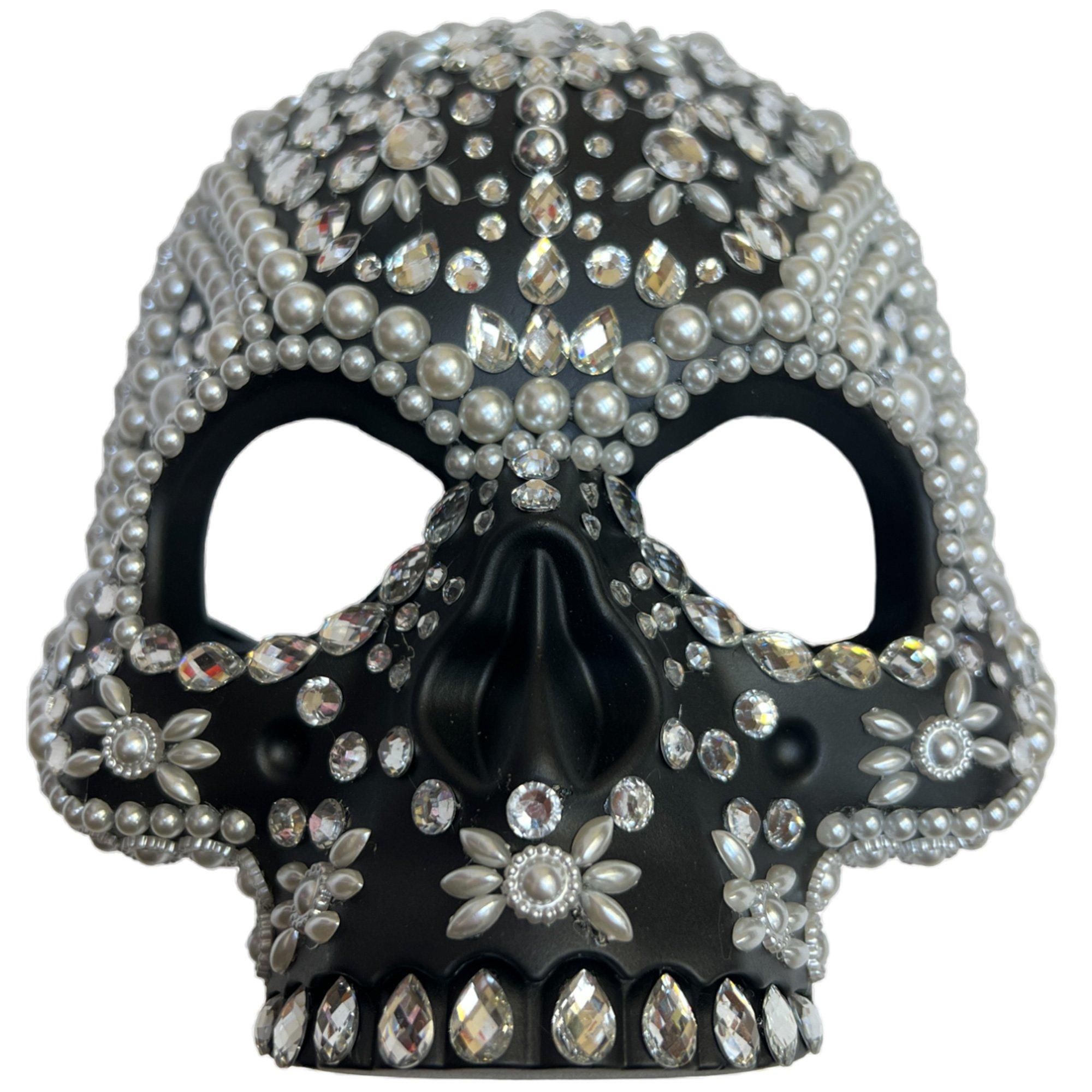 Leg Avenue Strass-Gesichtsmaske – Schwarz, Mit Verstellbaren Ohrenbändern, Für Party & Karneval