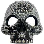 Jewel & Pearl Black Skull Half Mask