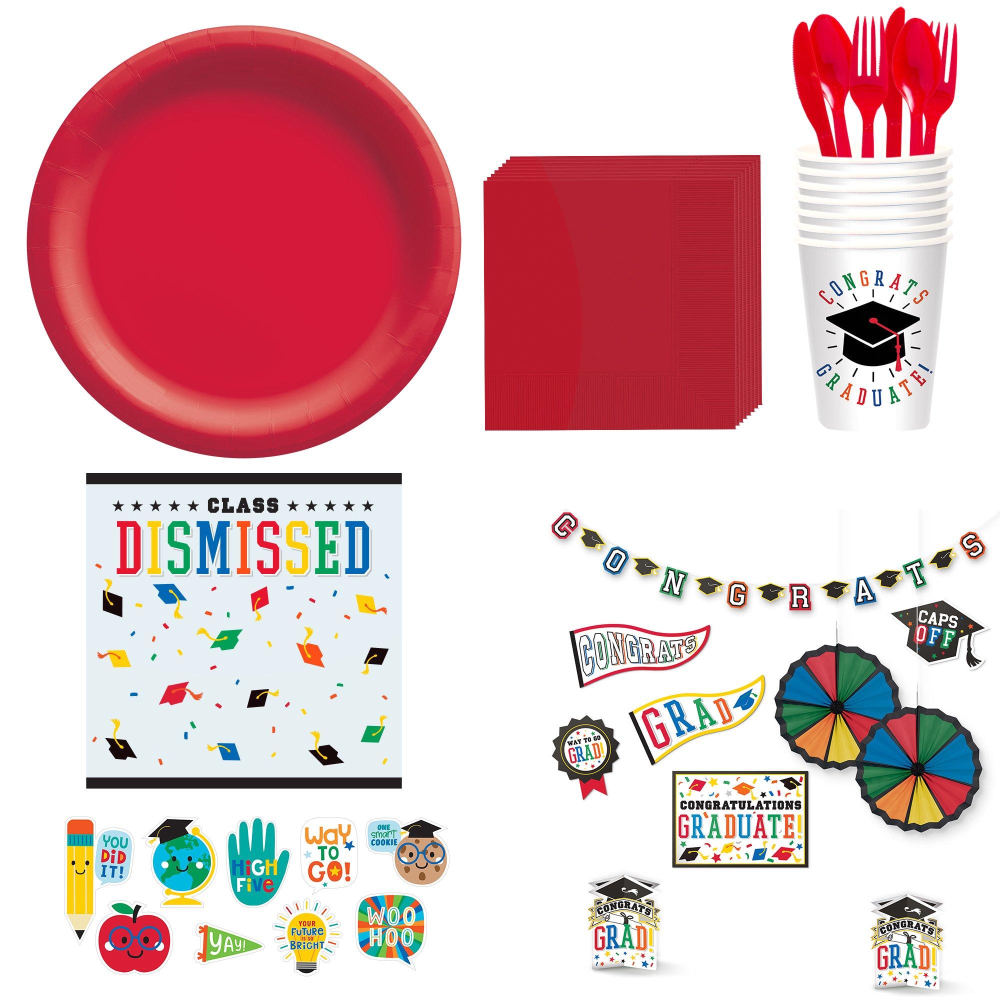 Graduation Party Supplies Kit for 30 with Decorations, Banners, Plates, Napkins, Cups – Graduation Fun