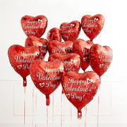 Red Happy Valentine's Day Heart Foil Balloon Bouquet, 12pc