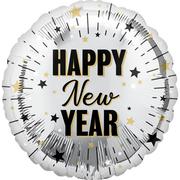 Metallic Silver Happy New Year Foil Balloon, 17in - Elegant New Year Celebration