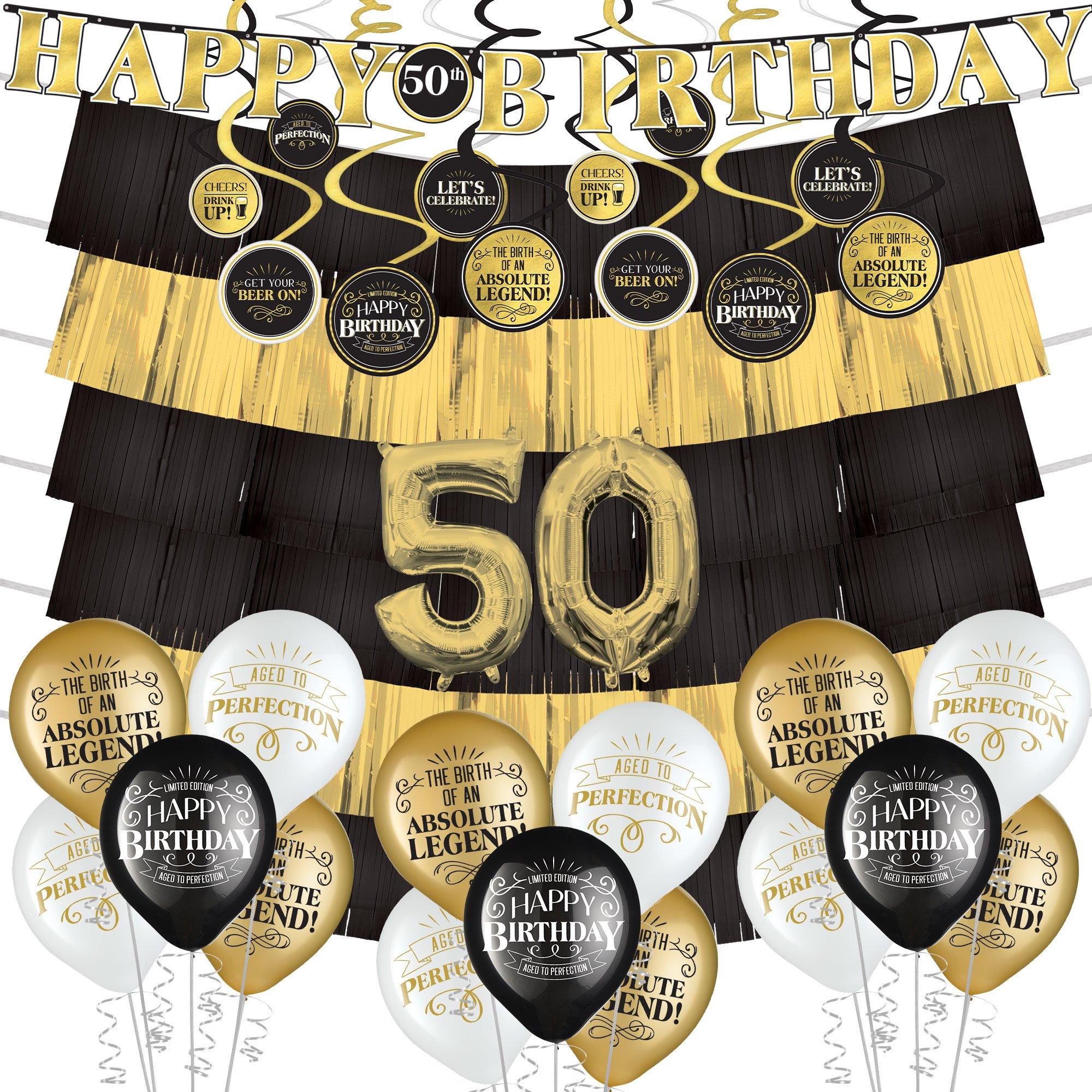 Black, White, & Gold Better with Age 50th Birthday Room Decorating Kit,  31pc