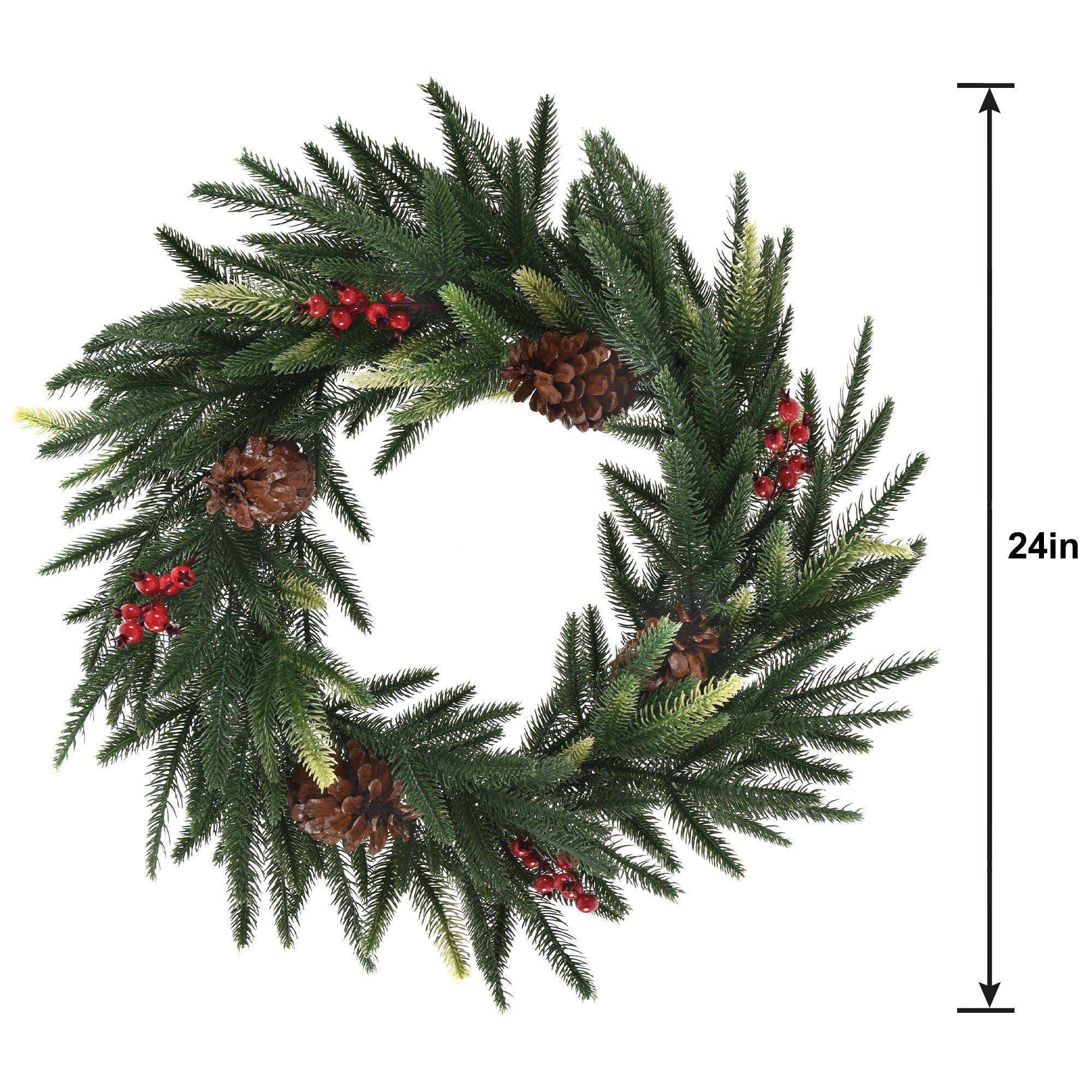Faux Pine, Berry & Pine Cone Wreath, 2ft