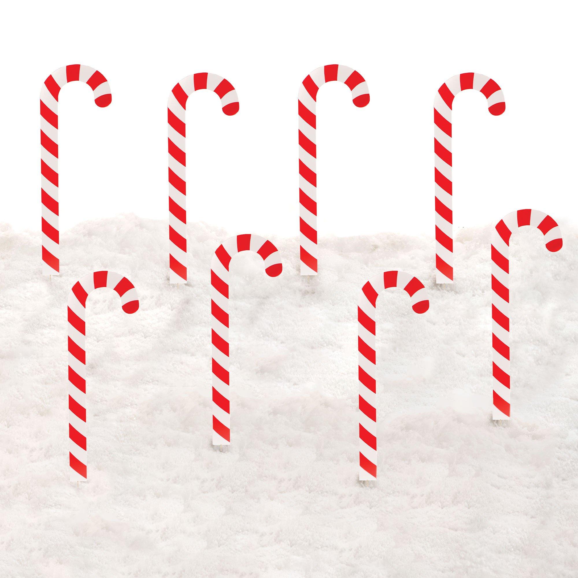 Candy Cane Holiday Corrugated Plastic Yard Signs, 2.16ft, 8ct