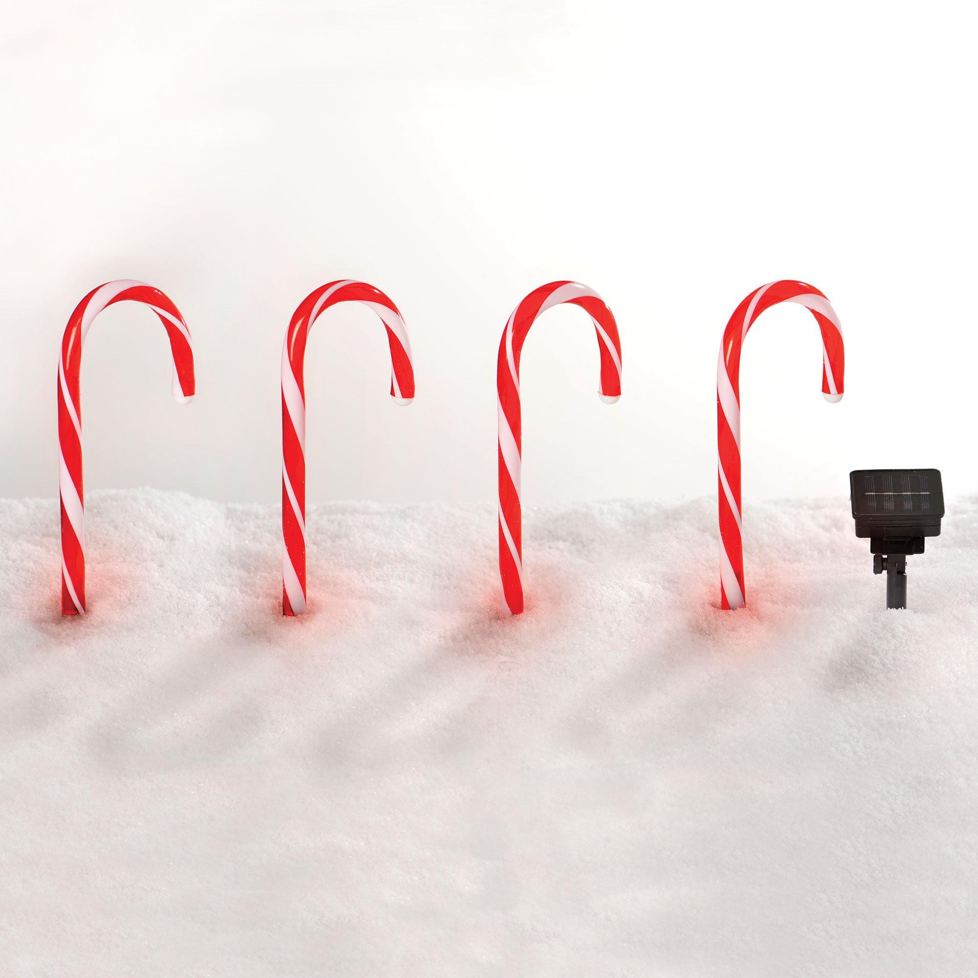 Candy Cane Solar Pathway Lights, 4pc Party City