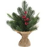 Faux Pine, Berry & Pine Cone Table Decoration, 10in