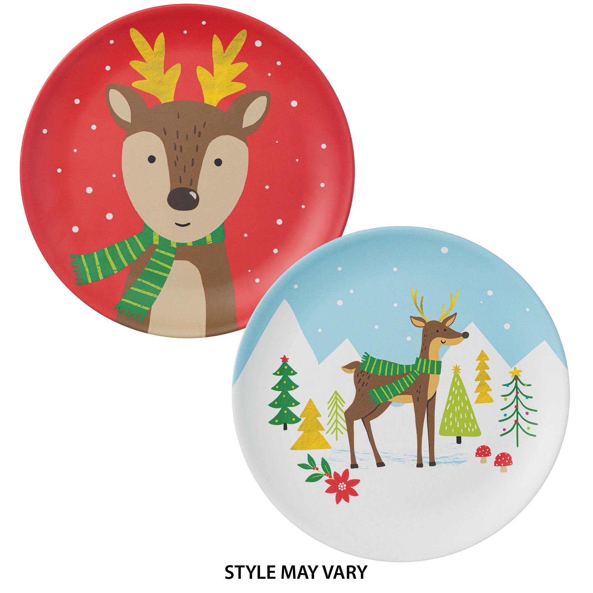 Reindeer Holiday Melamine & Bamboo Dinner Plate, 10in