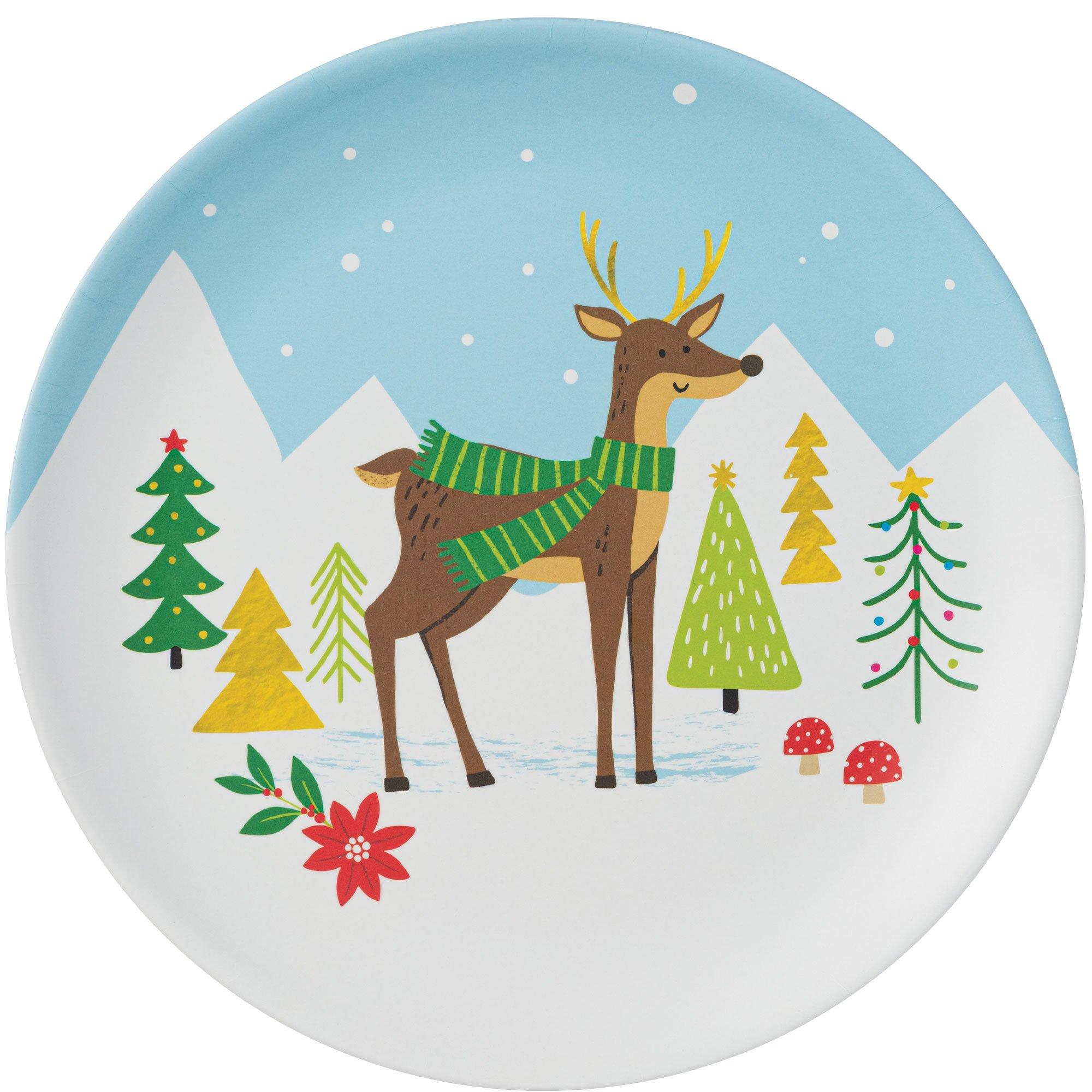 Reindeer Holiday Melamine & Bamboo Dinner Plate, 10in