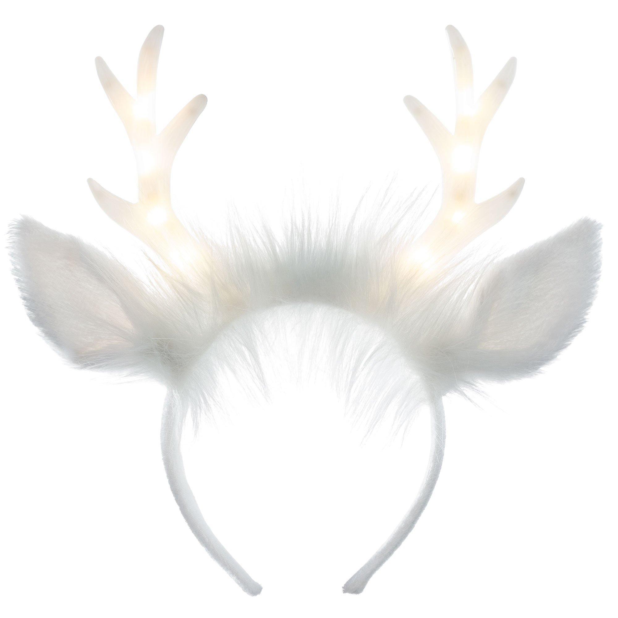 Light-Up White Reindeer Antler Headband