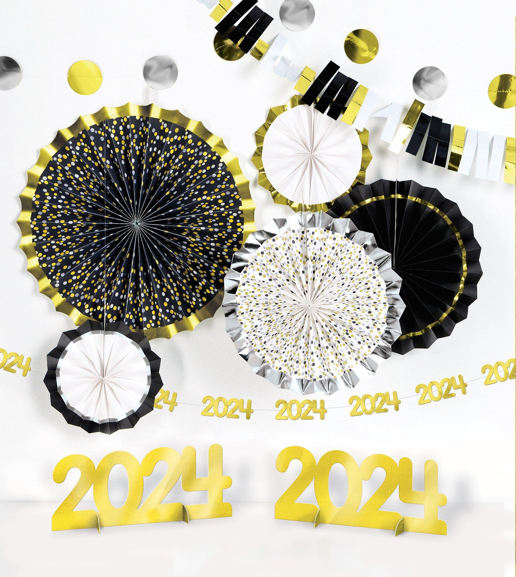 Black, Silver & Gold Graduation 2024 Room Decorating Kit, 10pc