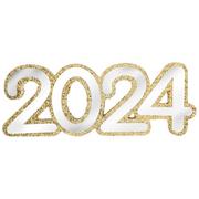 Mirrored & Gold Glitter 2024 MDF Standing Sign, 13.75in x 5in