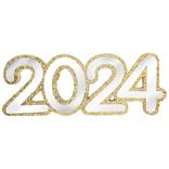 Mirrored & Gold Glitter 2024 MDF Standing Sign, 13.75in x 5in