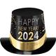 Black, Silver & Gold Happy New Year 2024 Paper Top Hat