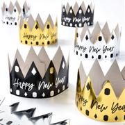 Black, Silver, & Gold New Year's Eve Paper Crowns, 12ct