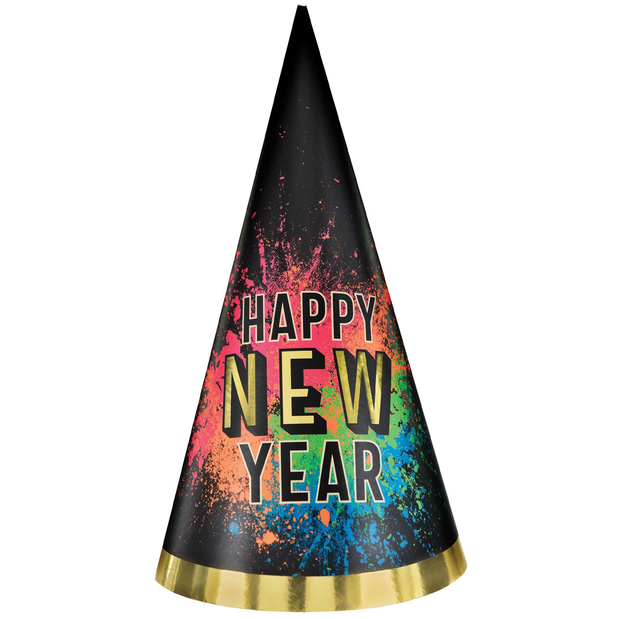 Happy New Year Cardstock Party Hat, 9.25in - Countdown Glow